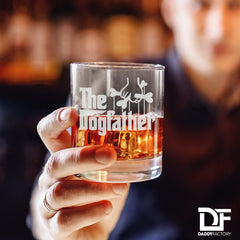 Dog Dad Gifts - The Dogfather - Etched 10.25 Whiskey Rocks Glass, Funny Dog Lovers Gifts For Men - Father's Day Gift From Dog or Wife