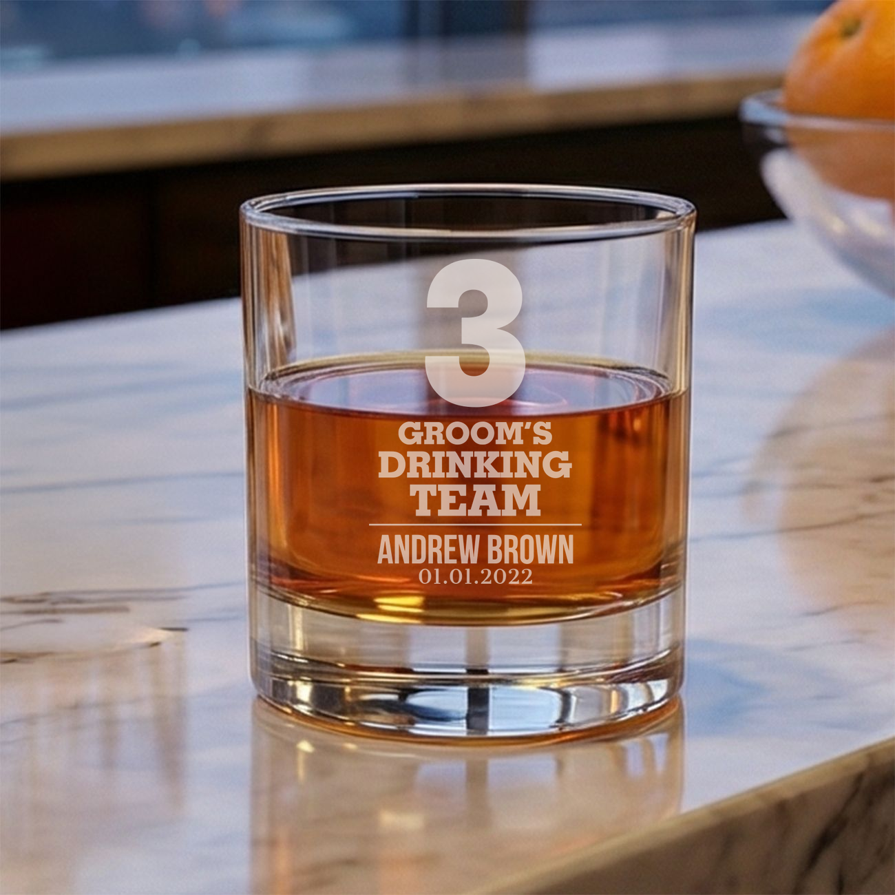Personalized  Whiskey Glass for Groomsmen Custom Engraved Old Fashioned Glass 11 oz
