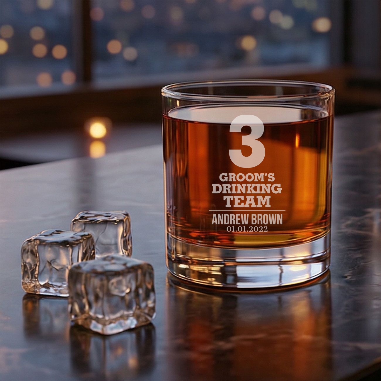 Personalized  Whiskey Glass for Groomsmen Custom Engraved Old Fashioned Glass 11 oz