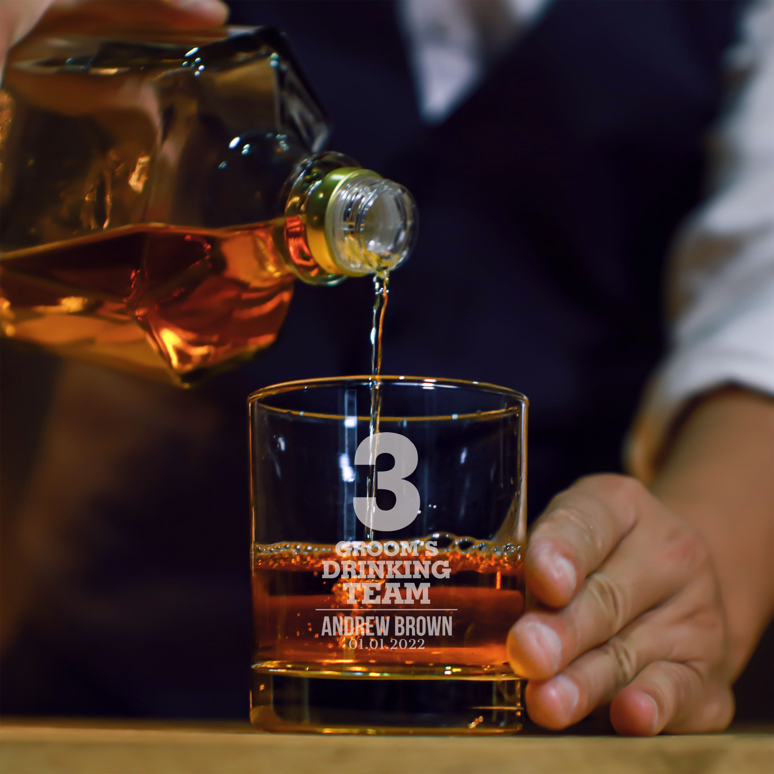 Personalized  Whiskey Glass for Groomsmen Custom Engraved Old Fashioned Glass 11 oz
