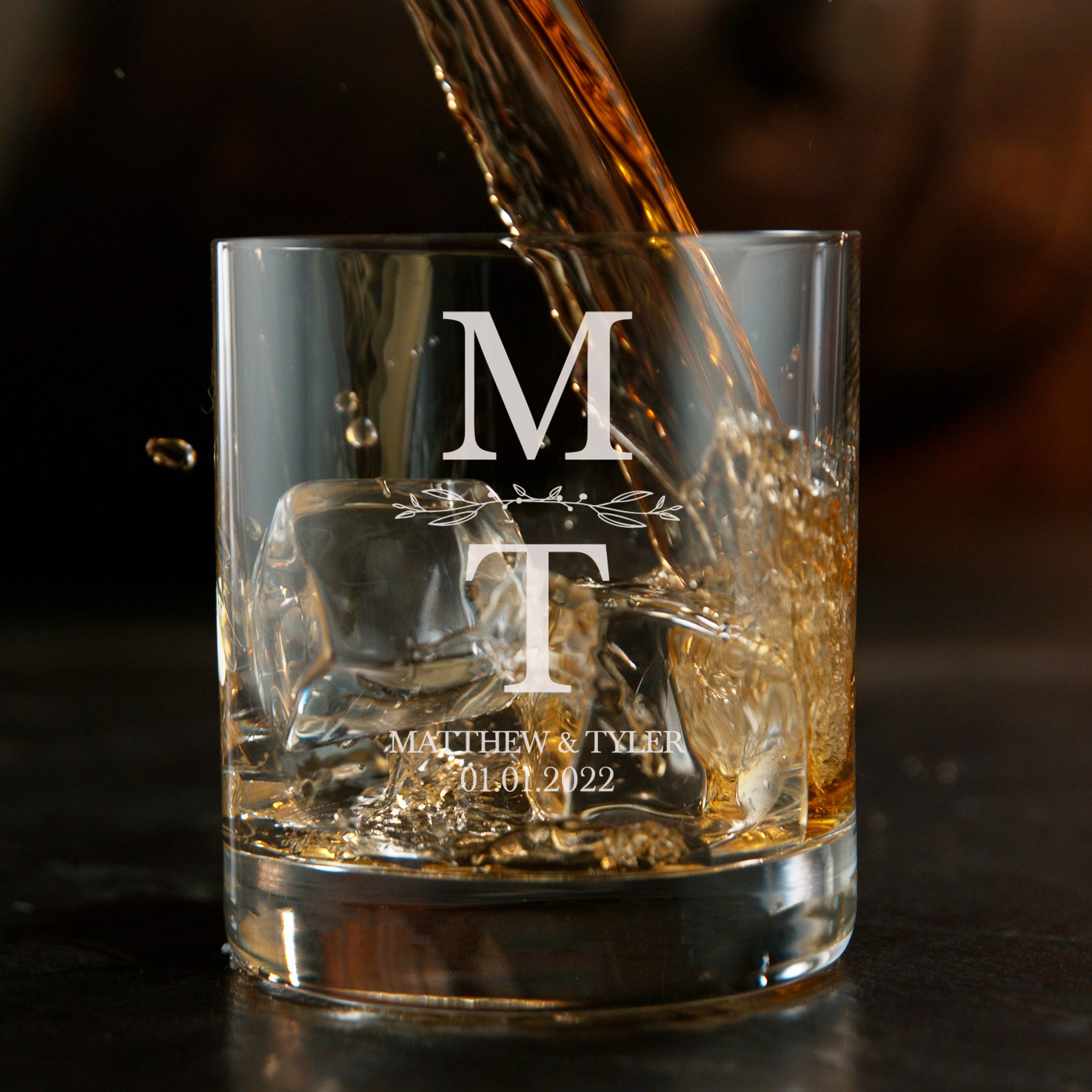 Personalized  Wedding Themed Whiskey Glass Custom Engraved Old Fashioned Glass 11 oz