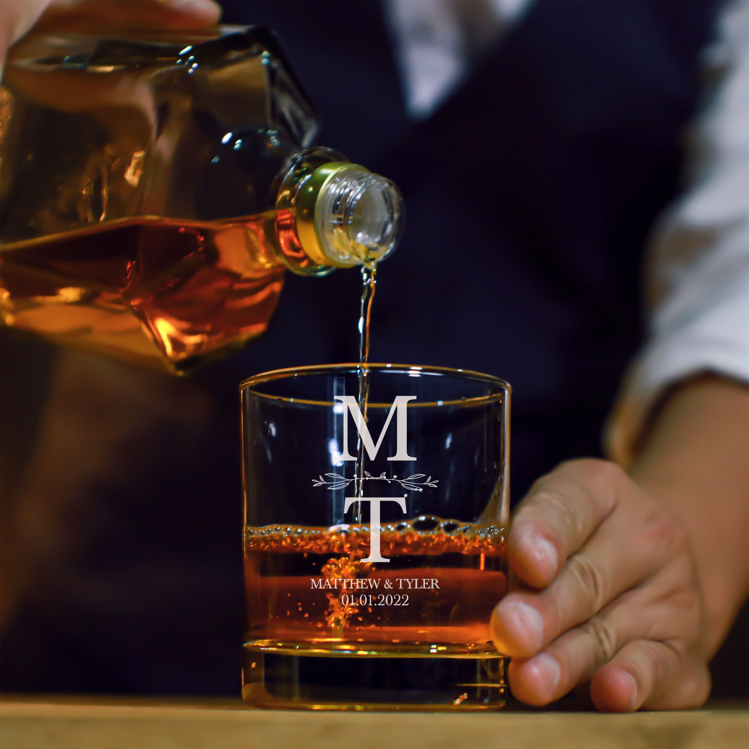 Personalized  Wedding Themed Whiskey Glass Custom Engraved Old Fashioned Glass 11 oz