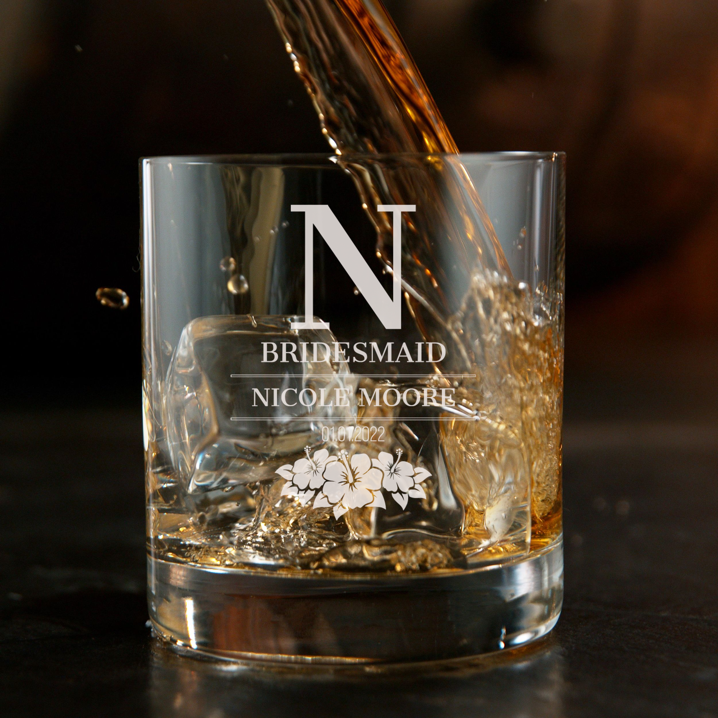 Personalized Bridesmaid Themed Whiskey Glass Custom Engraved Old Fashioned Glass 11 oz