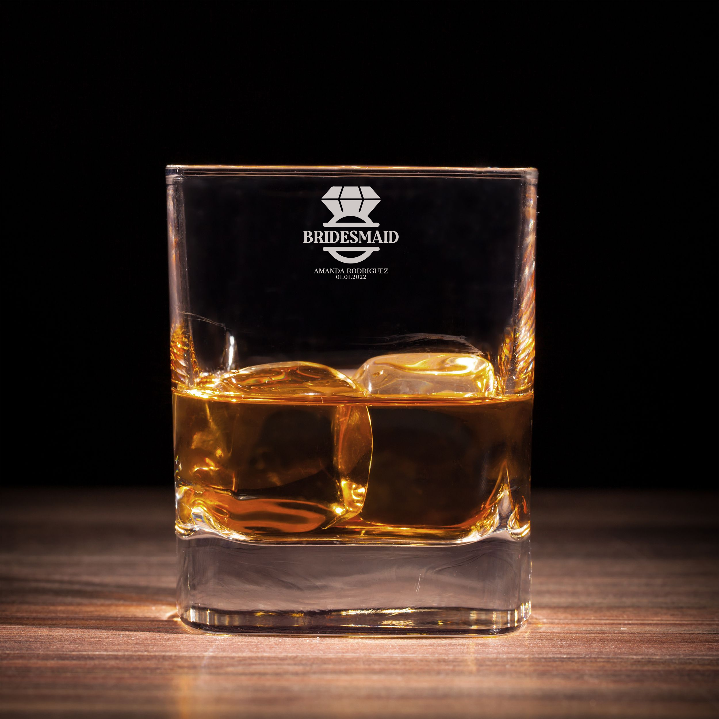 Personalized  Whiskey Glass for Bridesmaid Custom Engraved Old Fashioned Glass 11 oz