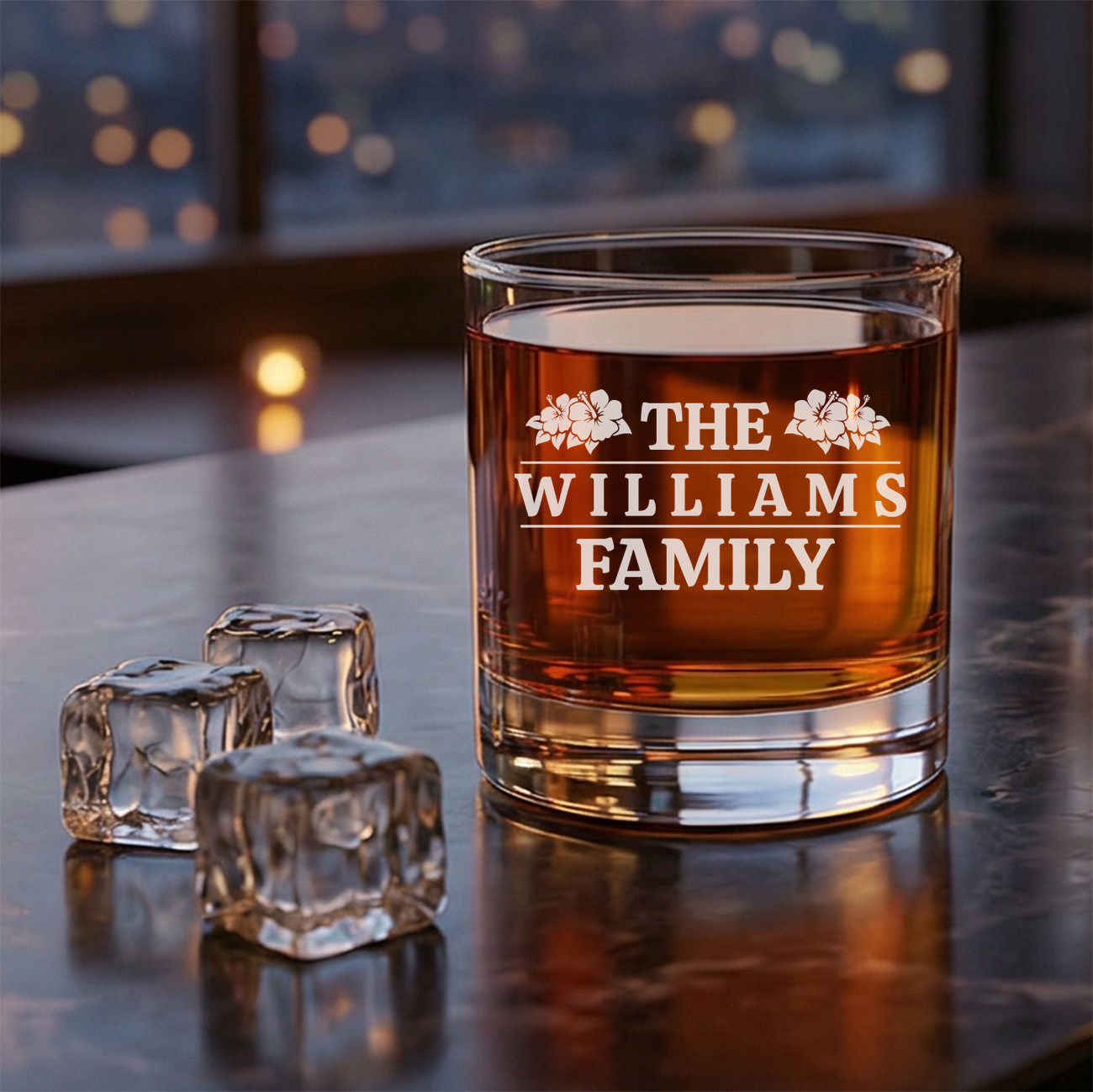 Personalized Monogram Whiskey Glass – Custom Engraved Old Fashioned Glass – 11 oz