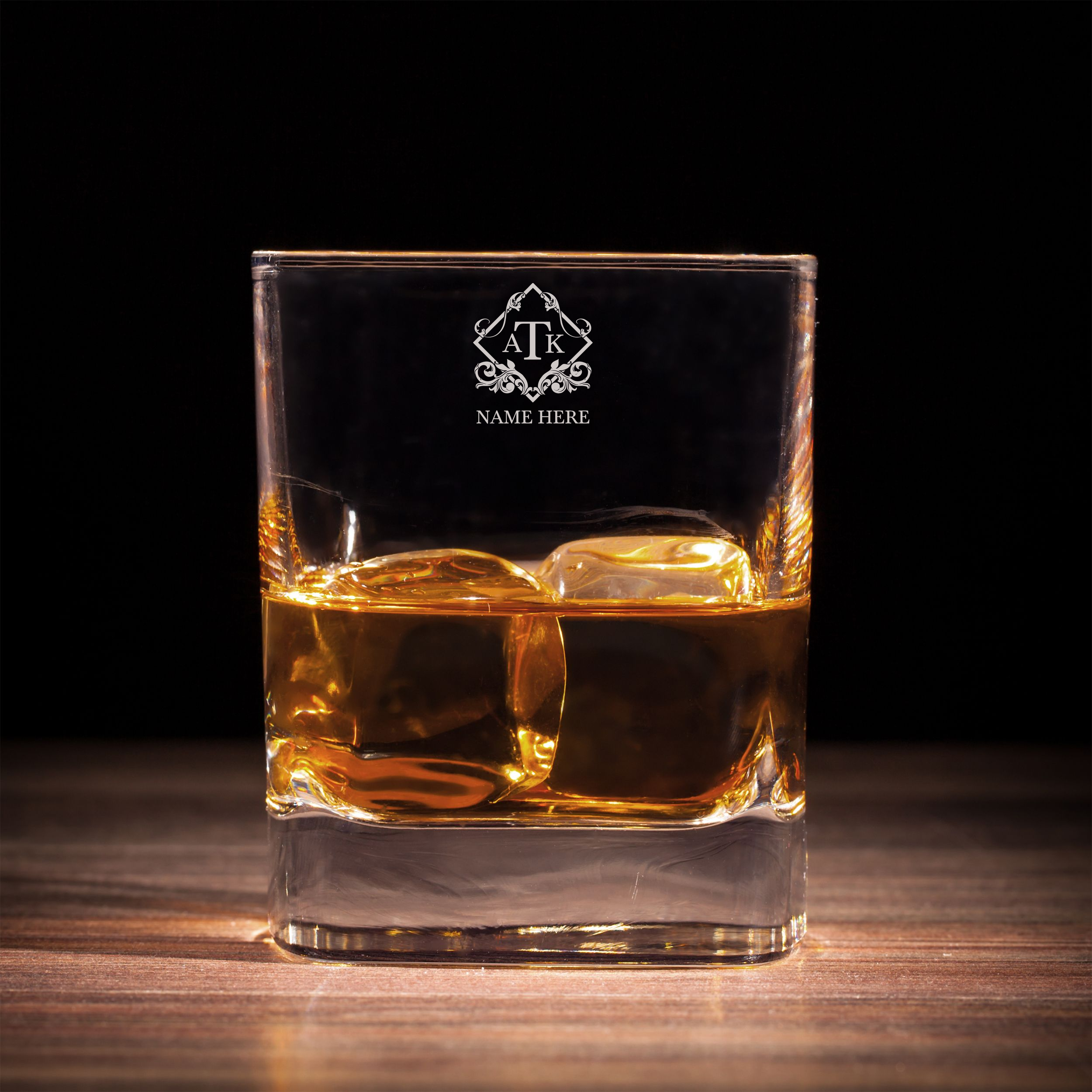 Personalized 3 Letter Monogram Whiskey Glass Custom Engraved Old Fashioned Glass 11 oz