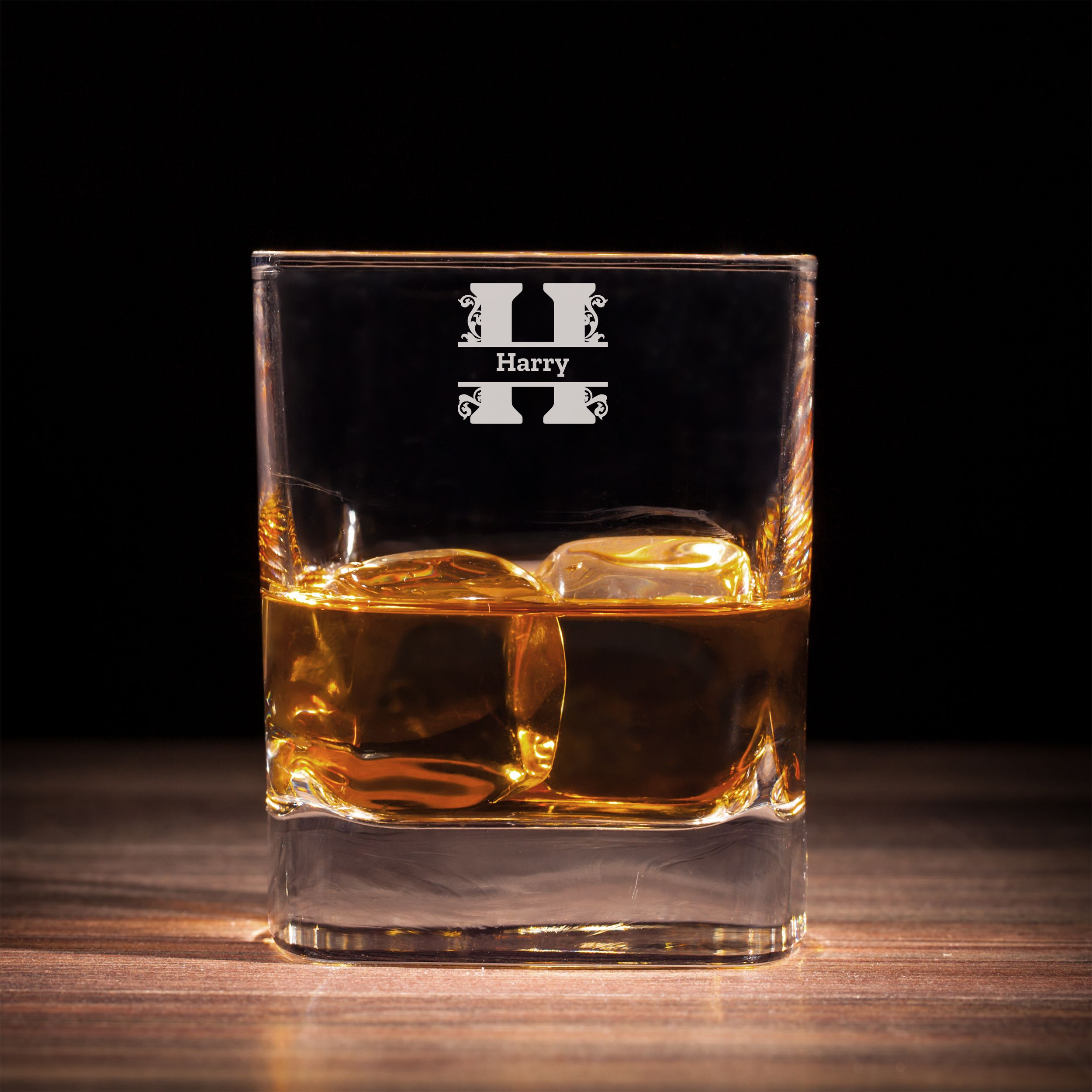 Personalized 1 Letter Monogram Whiskey Glass Custom Engraved Old Fashioned Glass 11 oz