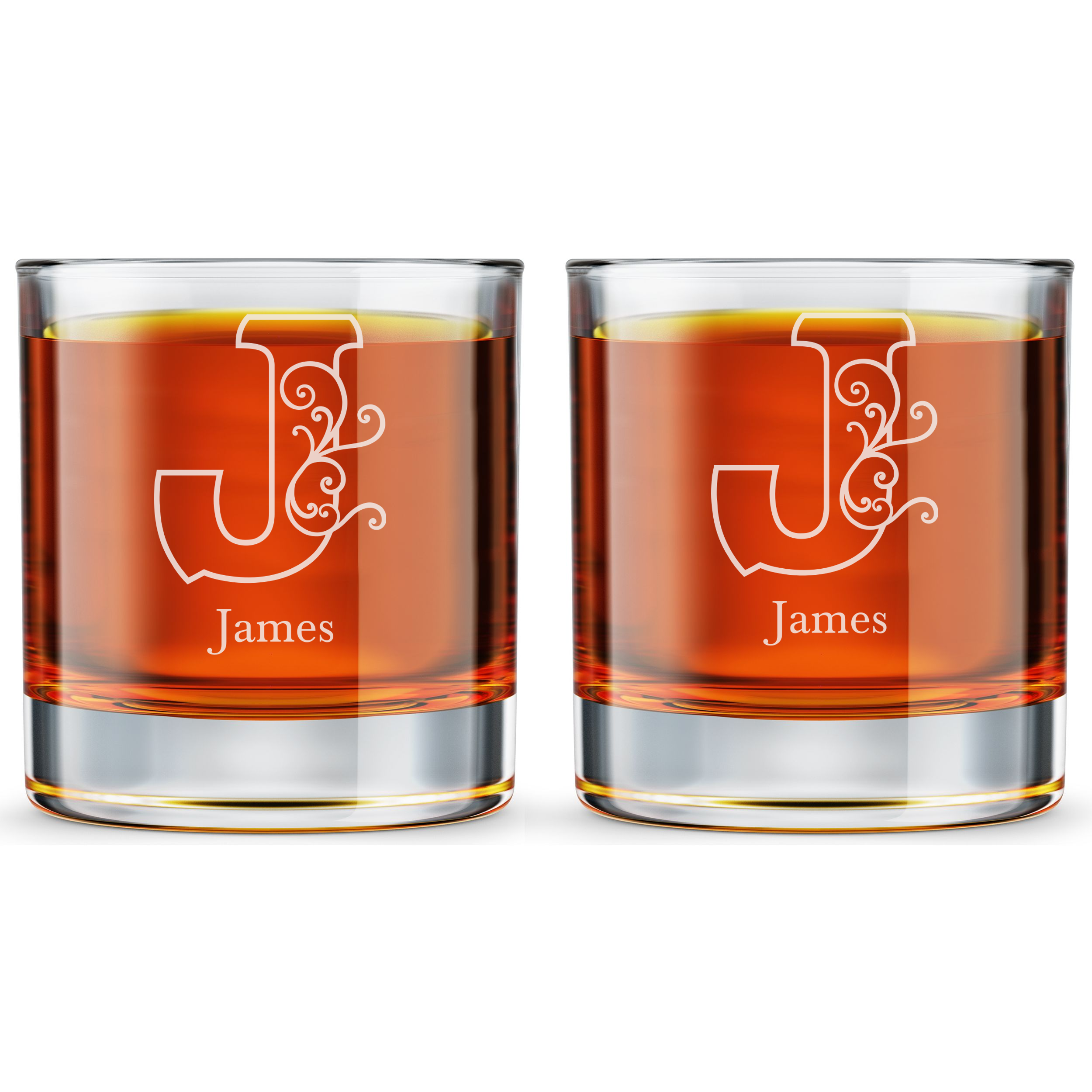 Personalized 1 Letter Floral Themed Monogram Whiskey Glass Custom Engraved Old Fashioned Glass 11 oz