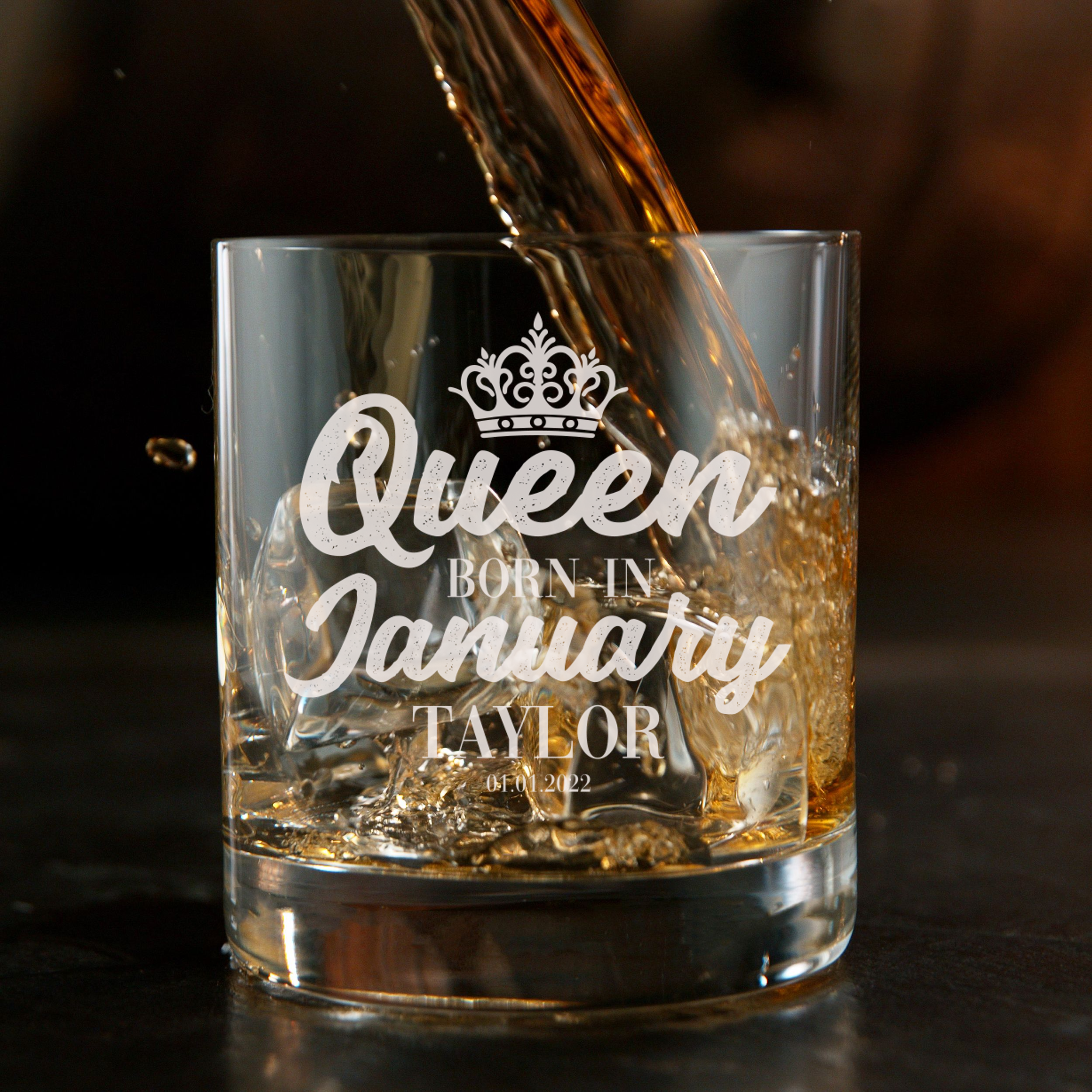 Personalized  Birthday Themed Whiskey Glass with Name Custom Engraved Old Fashioned Glass 11 oz