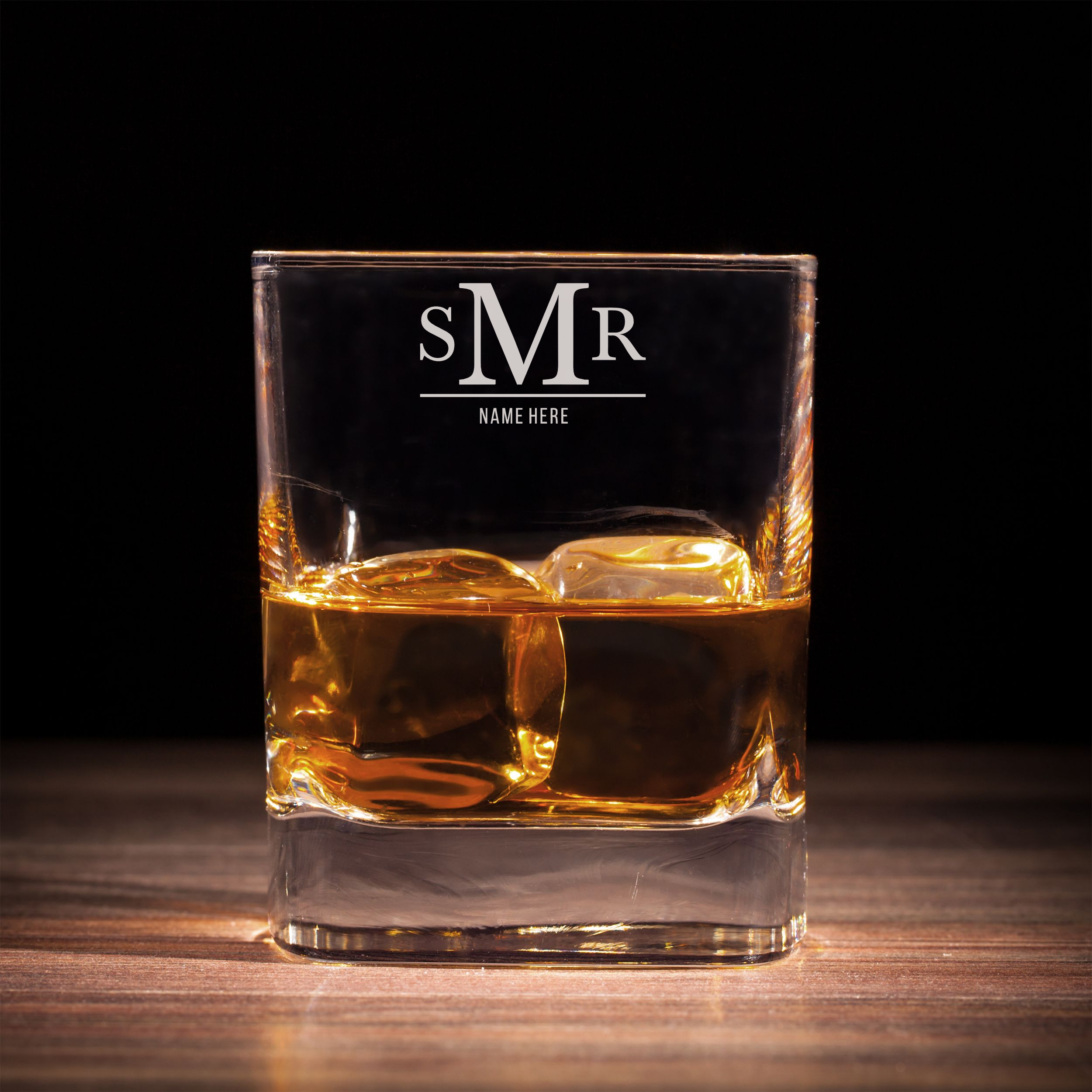 Personalized 3 Letter Monogram with Name Whiskey Glass Custom Engraved Old Fashioned Glass 11 oz