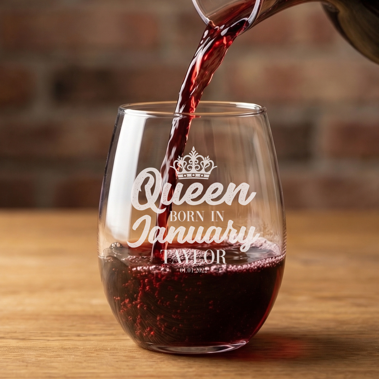 Personalized Birthday Themed Wine Glass with Name Custom Engraved 15 o   BevDaddy