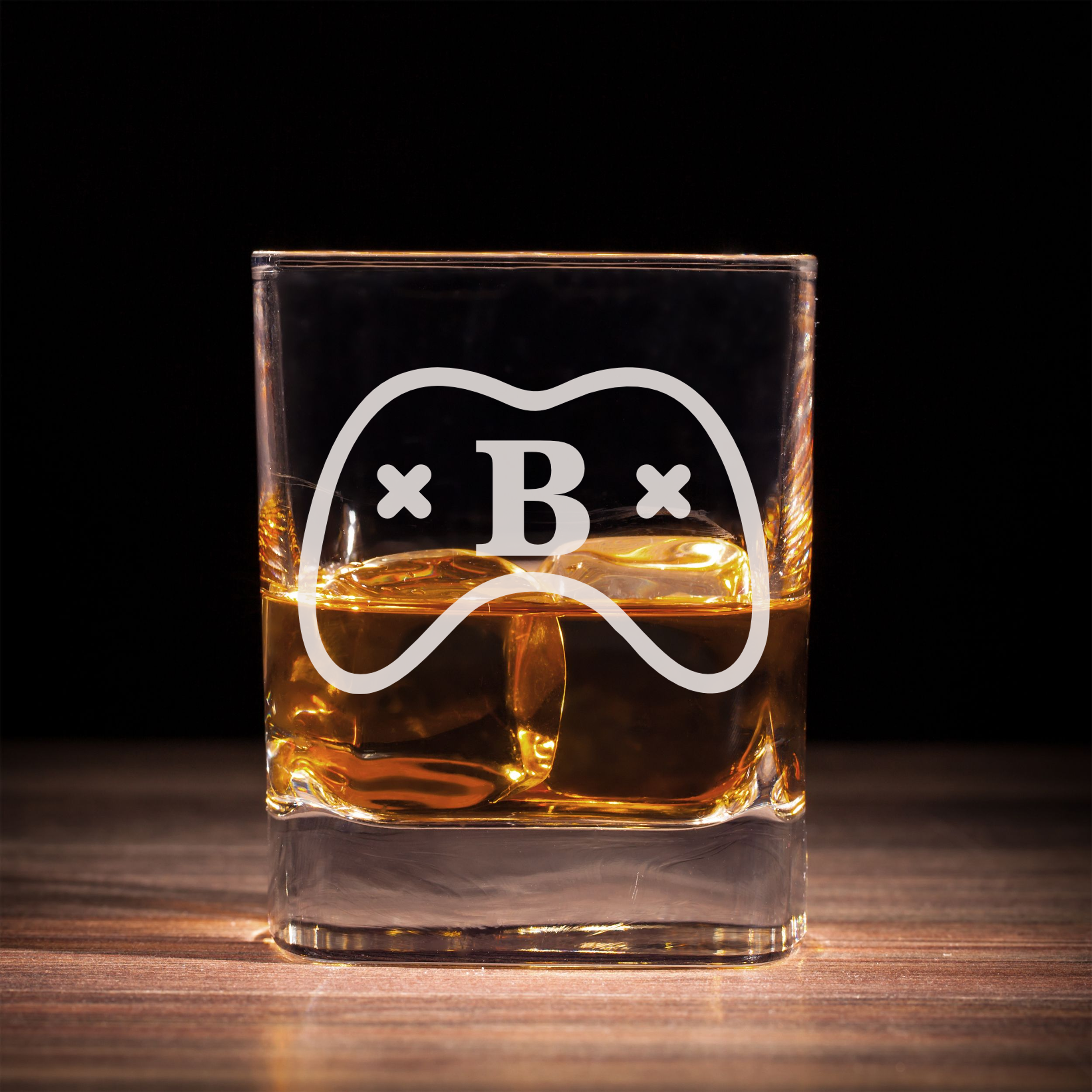 Personalized  Gamer Monogram Whiskey Glass Custom Engraved Old Fashioned Glass 11 oz
