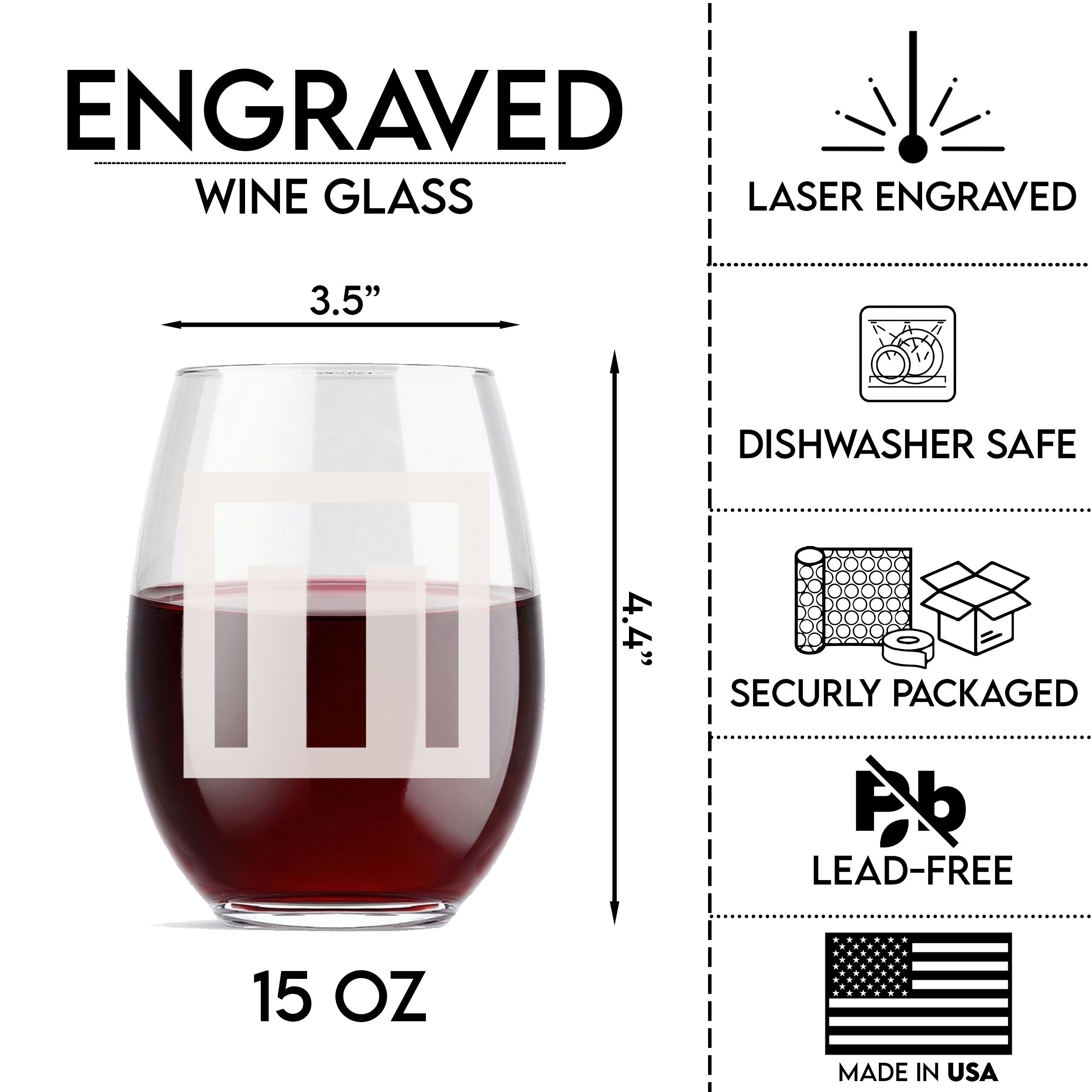 Personalized Gamer Themed Monogram Wine Glass Custom Engraved 15 oz Stemless Wine Glass
