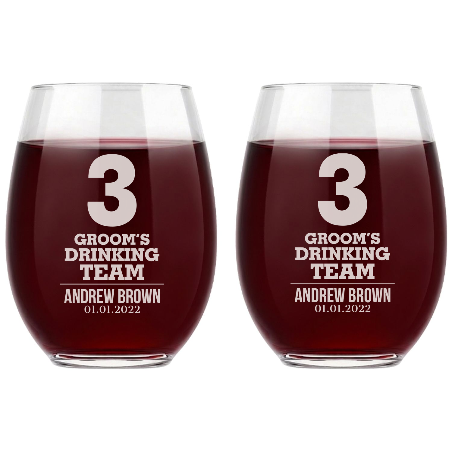 Personalized Wine Glass for Groomsmen Custom Engraved 15 oz Stemless Wine Glass