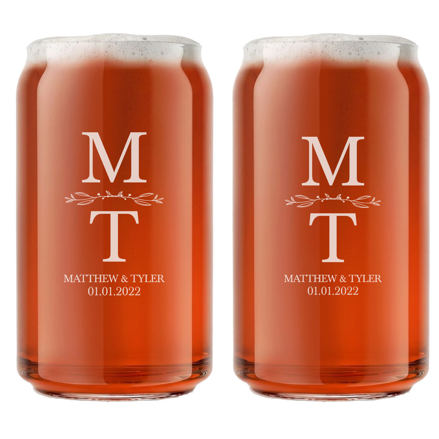 Personalized Wedding Themed Beer Can Custom Engraved 16 oz Beer Can Glass