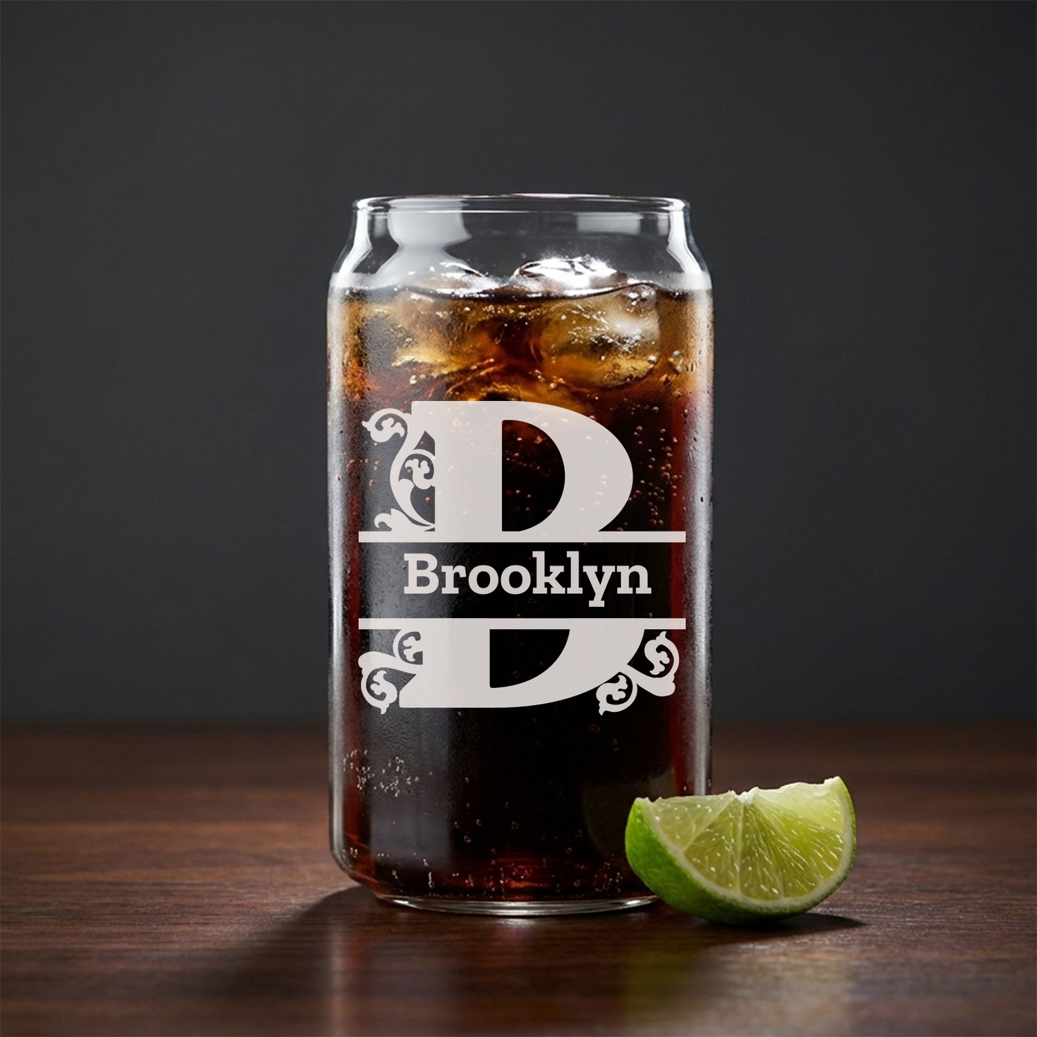 Personalized 1 Letter Monogram Beer Can Custom Engraved 16 oz Beer Can Glass