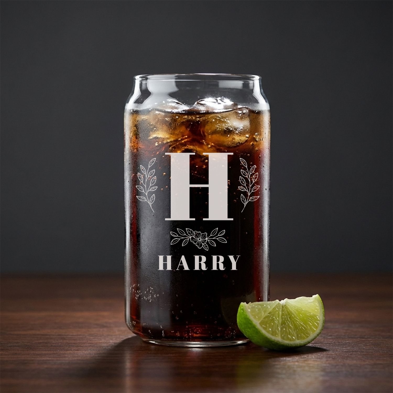 Personalized 1 Letter with Name Monogram Beer Can Custom Engraved 16 oz Beer Can Glass