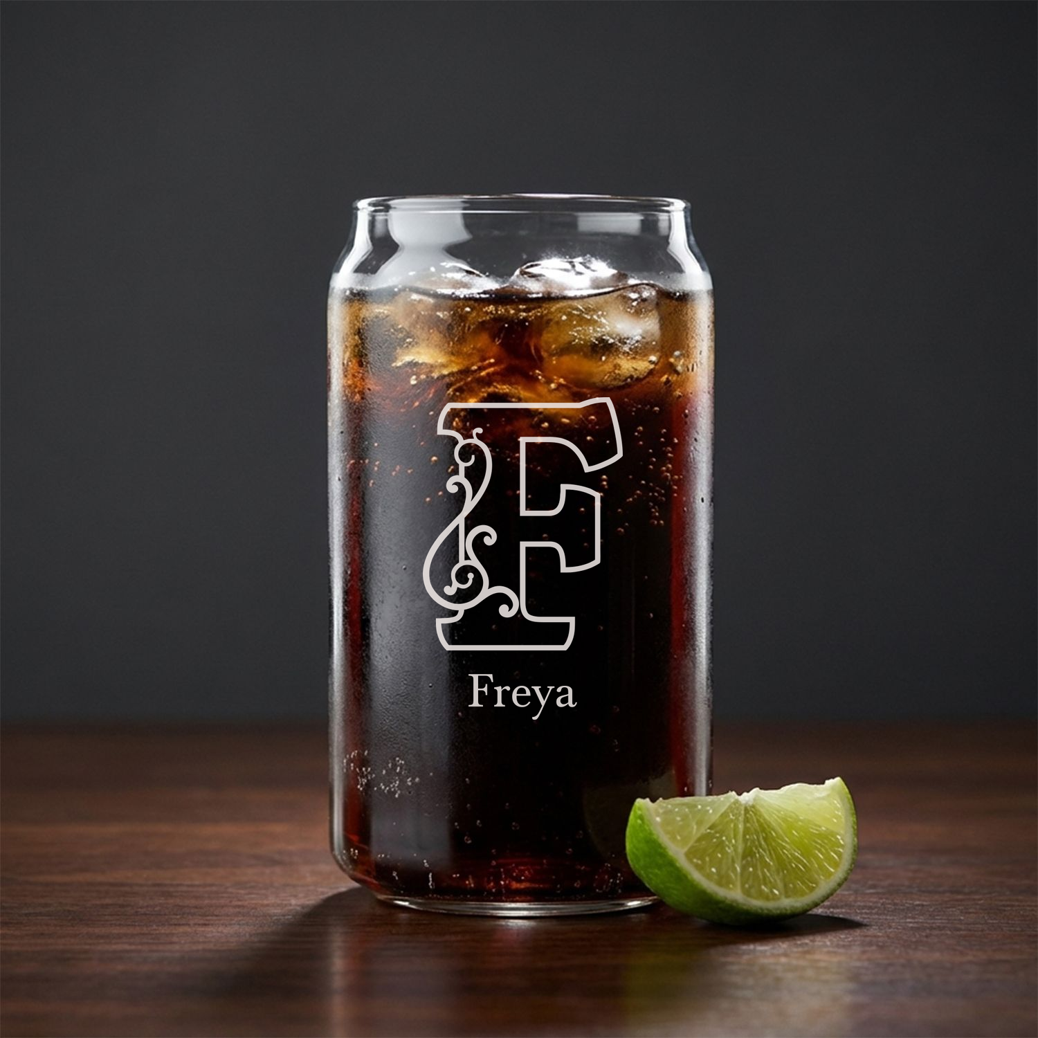Personalized 1 Letter Floral Themed Monogram Beer Can Custom Engraved 16 oz Beer Can Glass