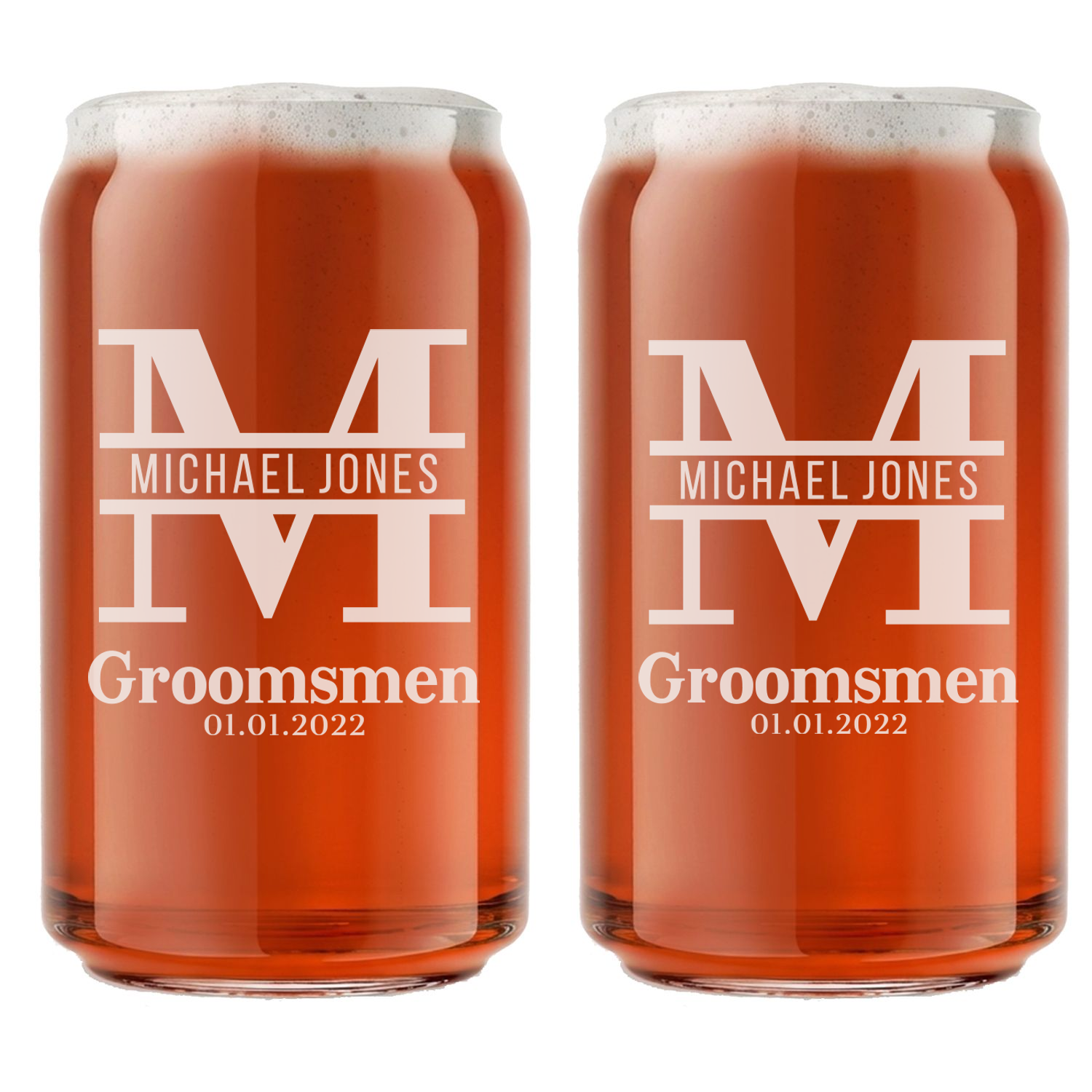Personalized Groomsmen Themed Beer Can Custom Engraved 16 oz Beer Can Glass