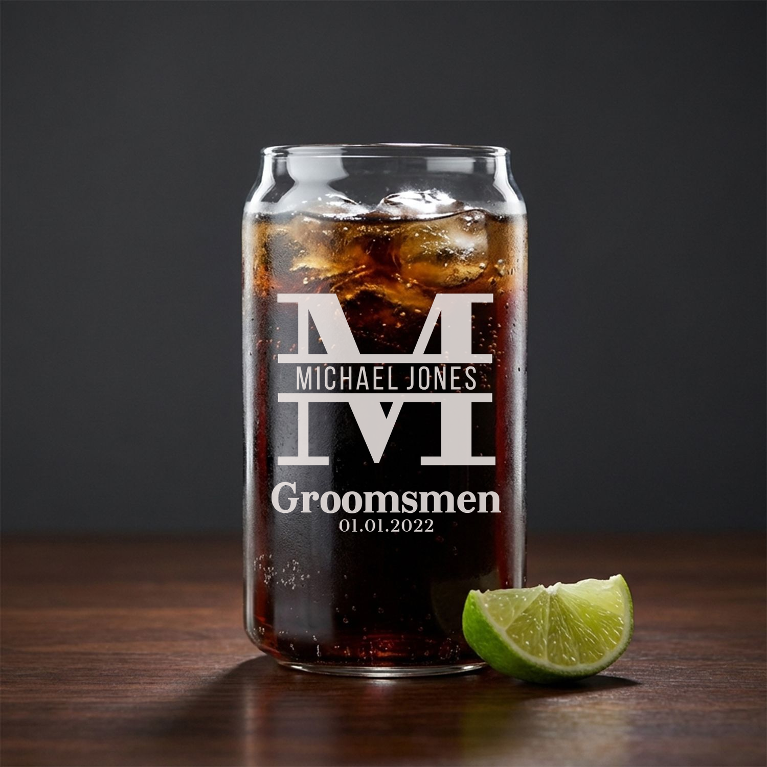 Personalized Groomsmen Themed Beer Can Custom Engraved 16 oz Beer Can Glass