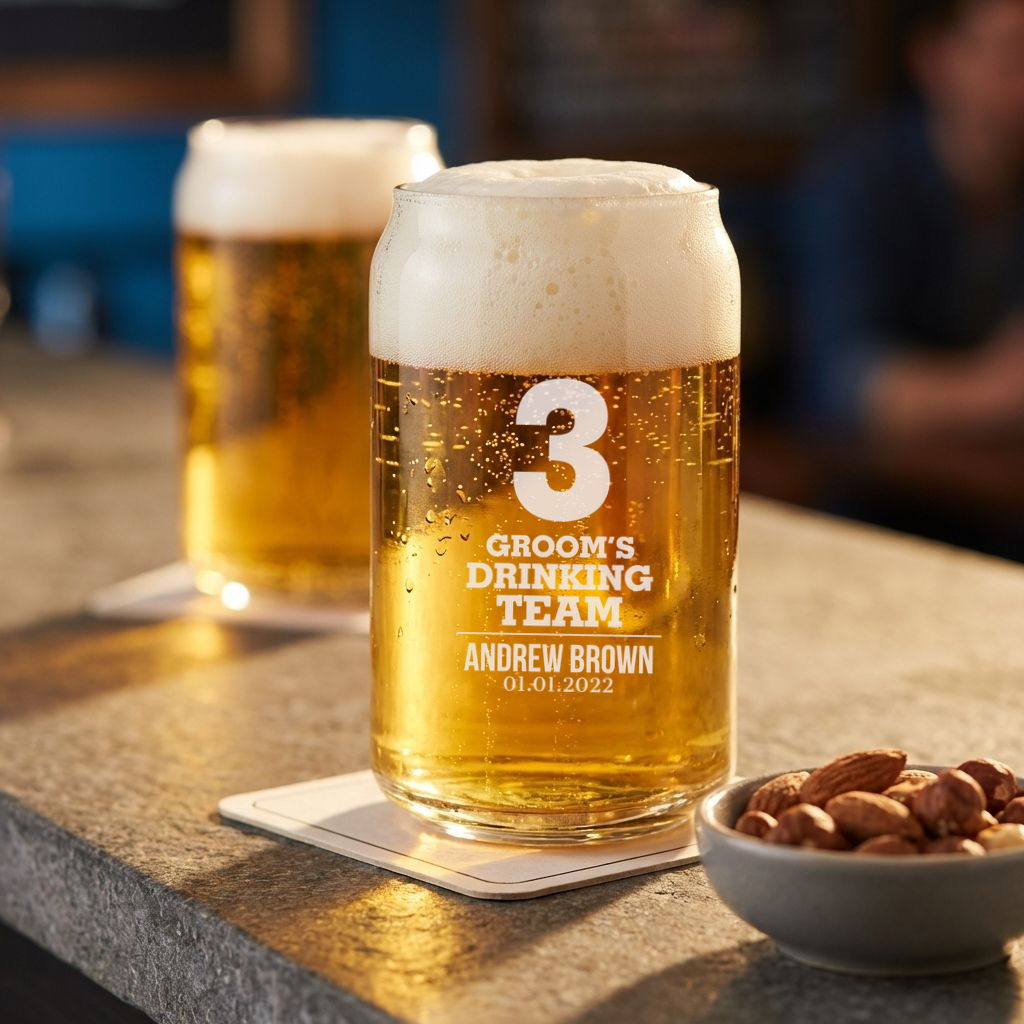 Personalized Beer Can for Groomsmen Custom Engraved 16 oz Beer Can Glass