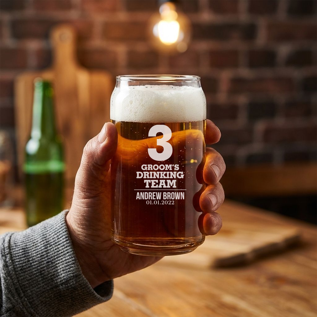Personalized Beer Can for Groomsmen Custom Engraved 16 oz Beer Can Glass
