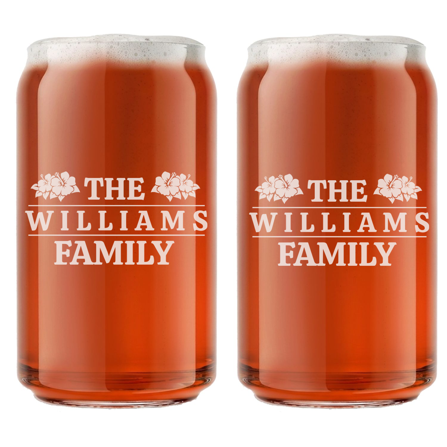 Personalized Beer Can with Surname Custom Engraved 16 oz Beer Can Glass