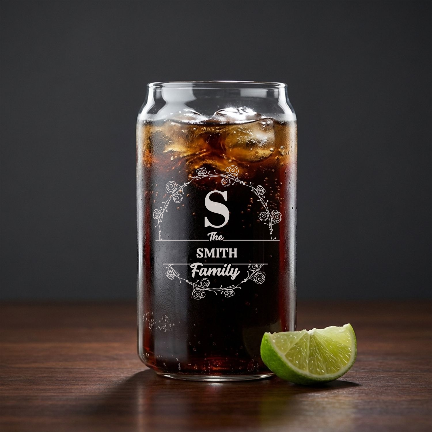 Personalized Beer Can with Family Name Custom Engraved 16 oz Beer Can Glass