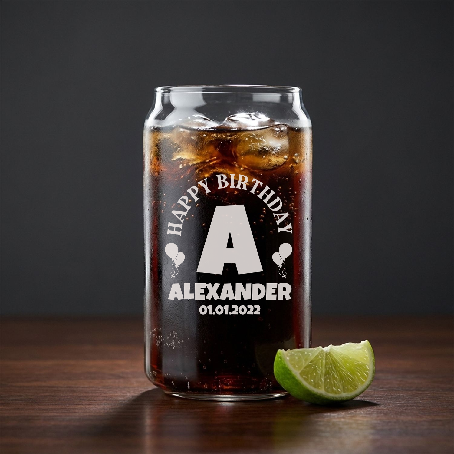 Personalized Birthday Themed Beer Can Custom Engraved 16 oz Beer Can Glass