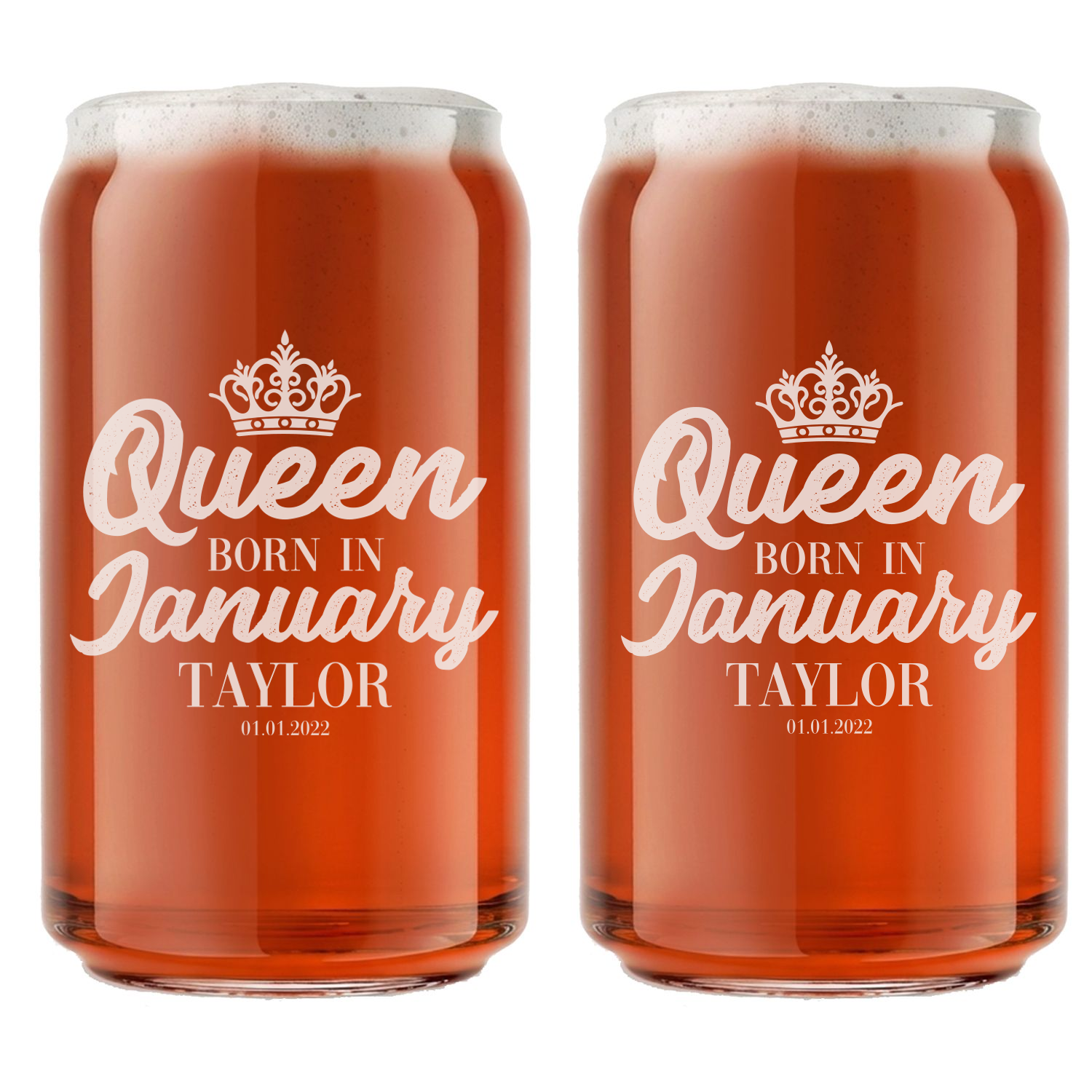 Personalized Birthday Themed Beer Can with Name Custom Engraved 16 oz Beer Can Glass