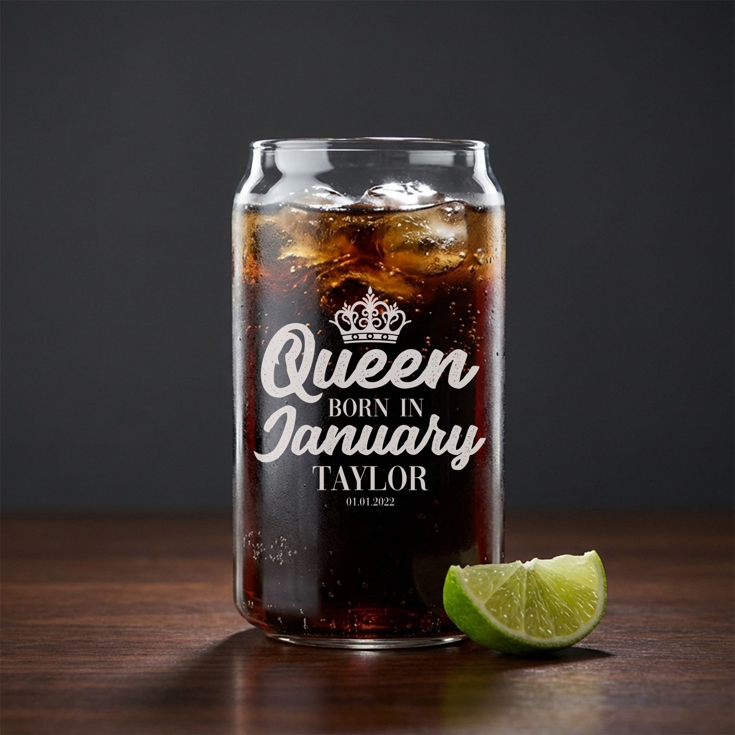 Personalized Birthday Themed Beer Can with Name Custom Engraved 16 oz Beer Can Glass