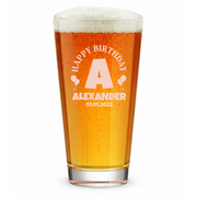 Personalized Birthday Themed Pint Glass Custom Engraved 16 oz Tall Pint Glass