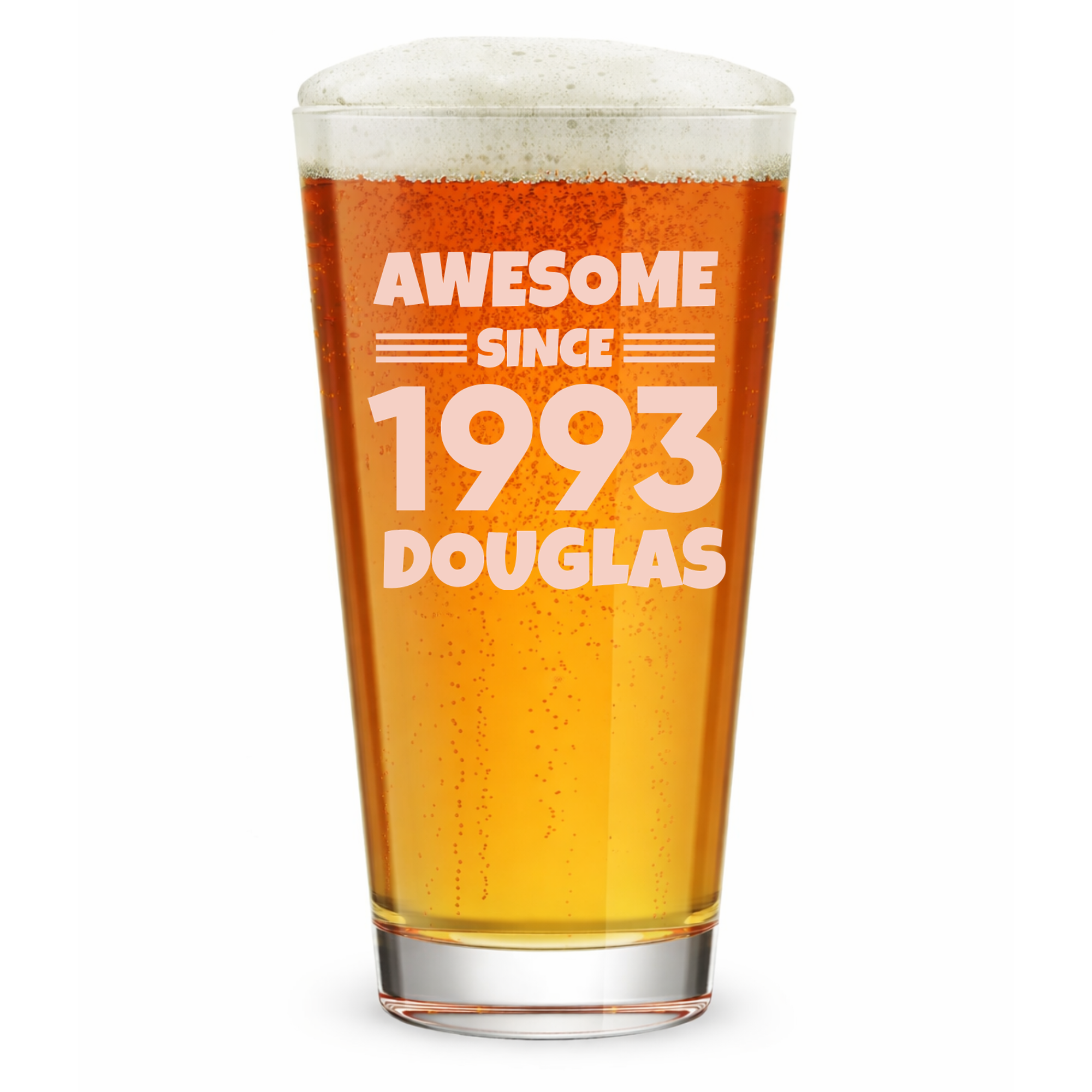 Personalized Birthday Themed Pint Glass Custom Engraved 16 oz Tall Pint Glass