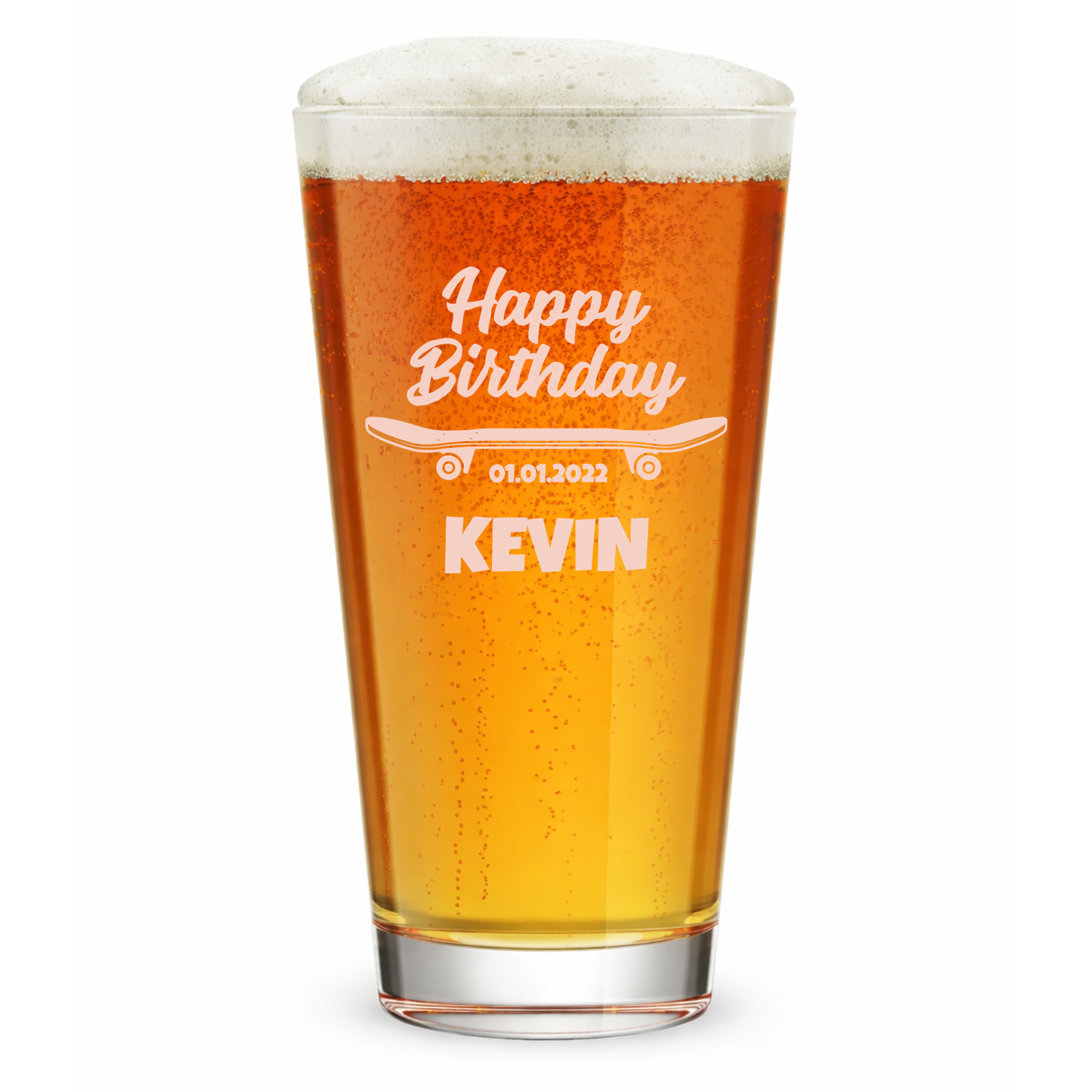 Personalized Birthday Themed Pint Glass Custom Engraved 16 oz Tall Pint Glass