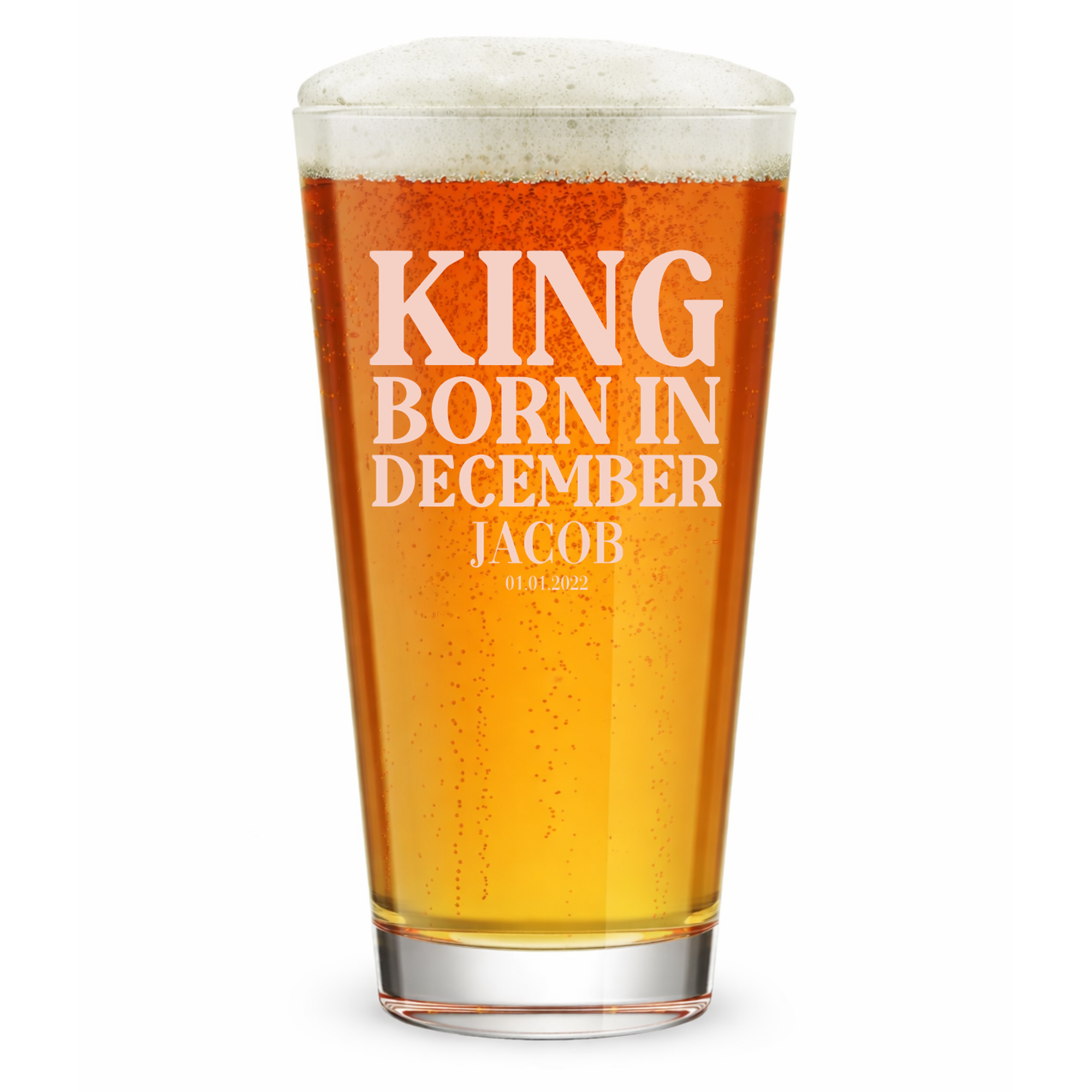 Personalized Birthday Themed Pint Glass Custom Engraved 16 oz Tall Pint Glass