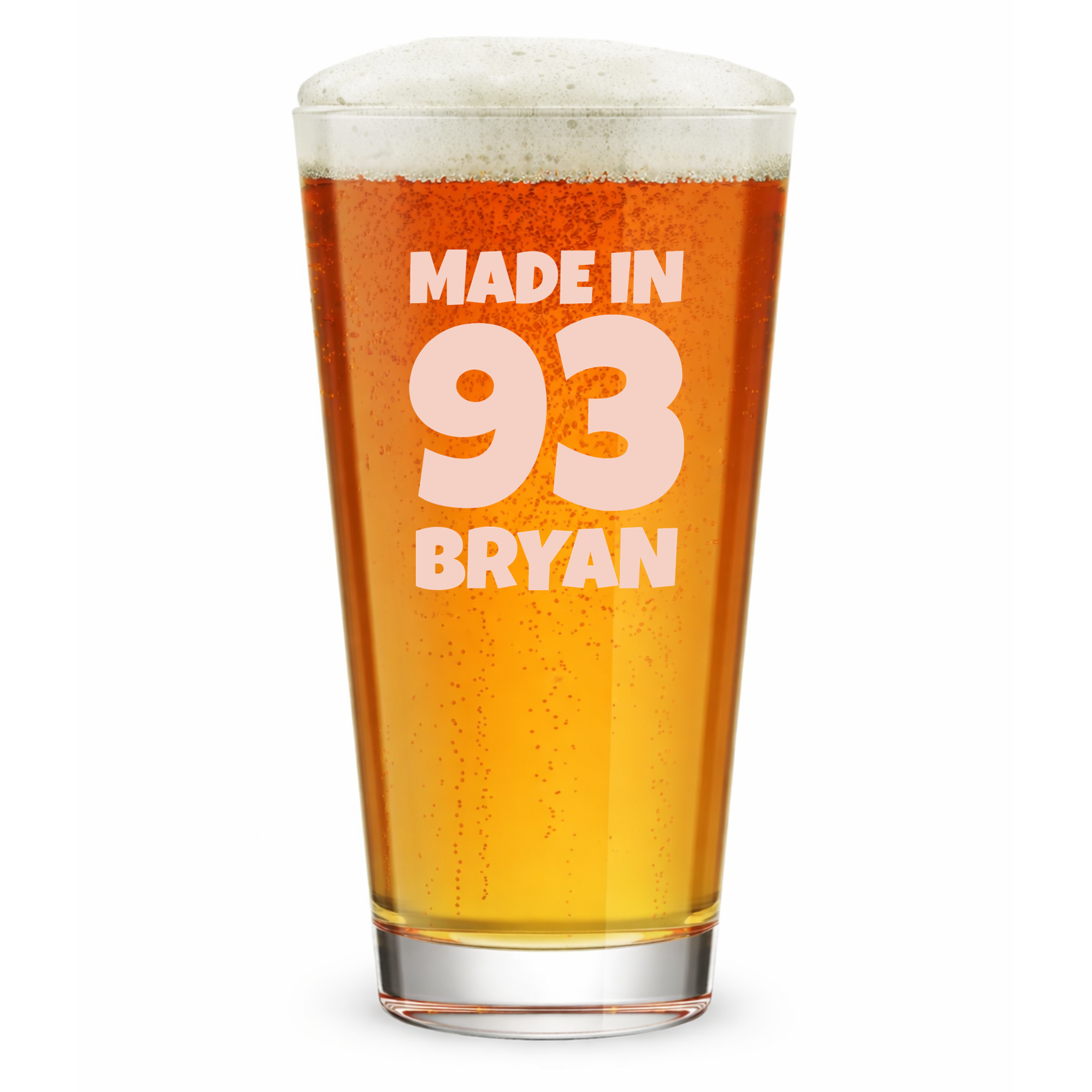 Personalized Birthday Themed Pint Glass with Name Custom Engraved 16 oz Tall Pint Glass