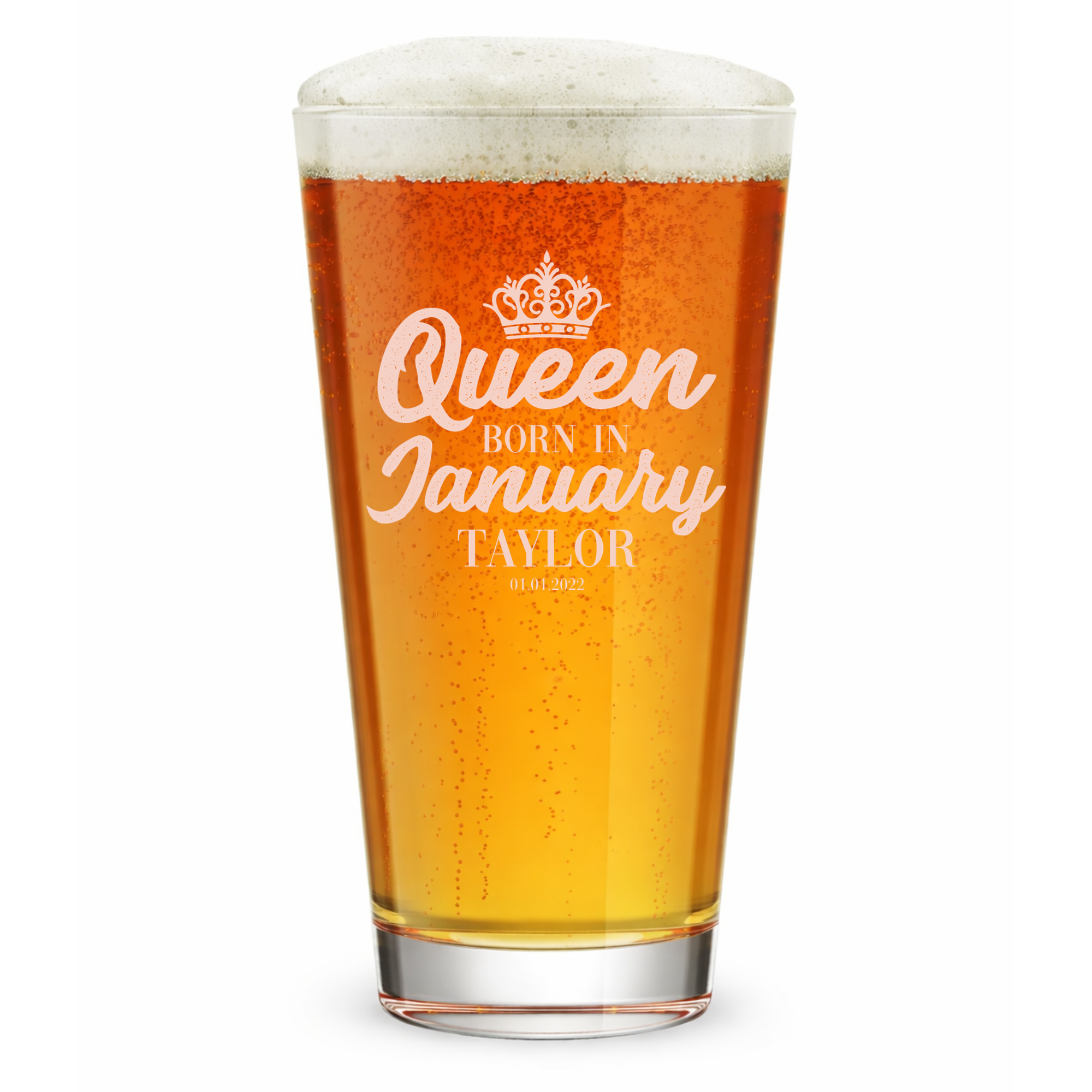 Personalized Birthday Themed Pint Glass with Name Custom Engraved 16 oz Tall Pint Glass