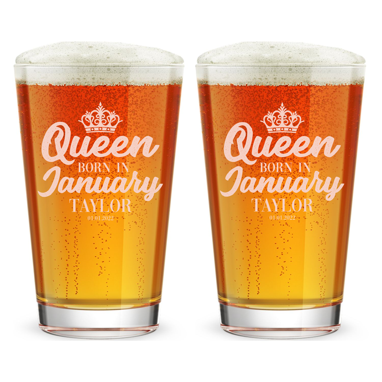 Personalized Birthday Themed Pint Glass with Name Custom Engraved 16 oz Tall Pint Glass