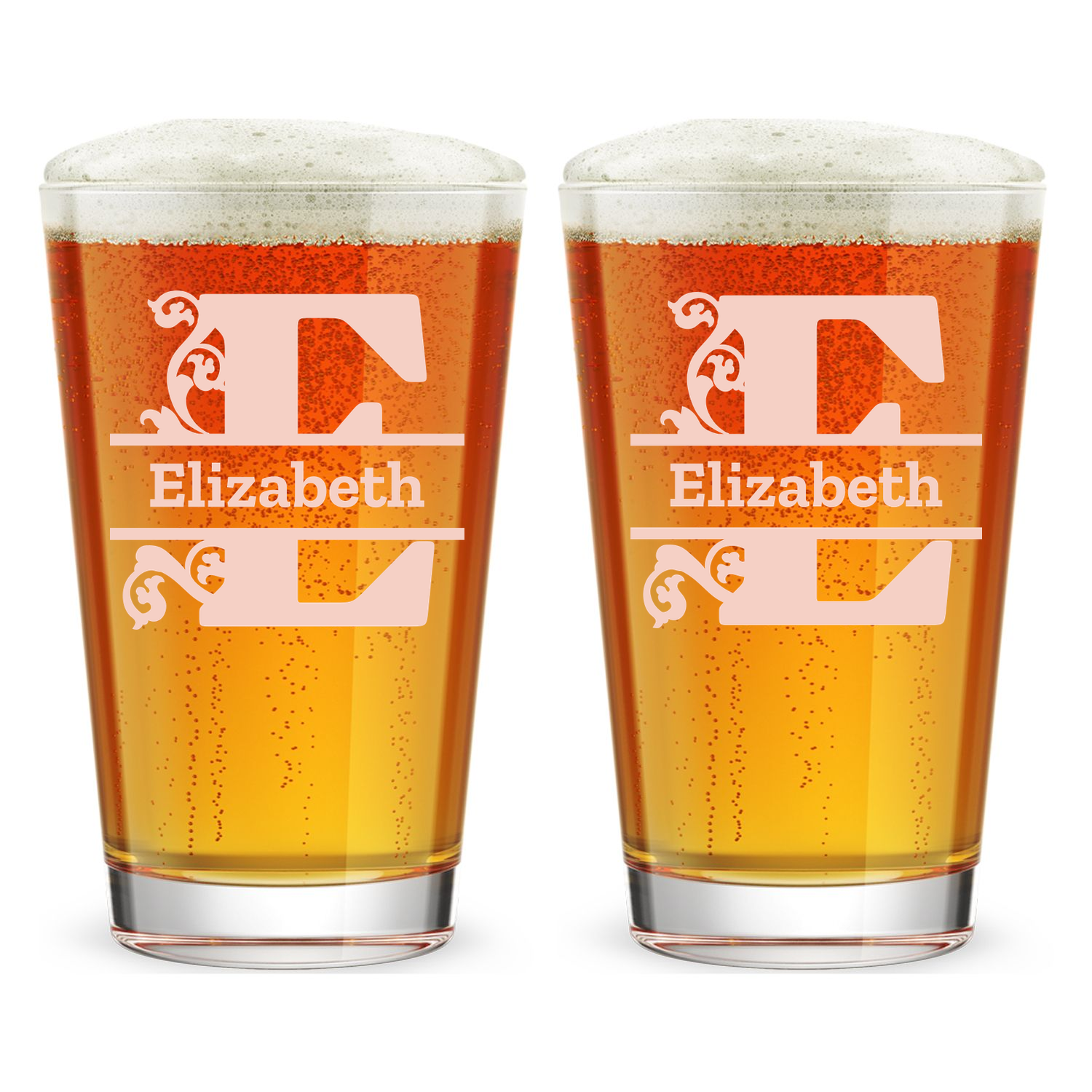 Personalized 1 Letter Monogram Pint Glass Custom Engraved 16 oz Tall Pint Glass