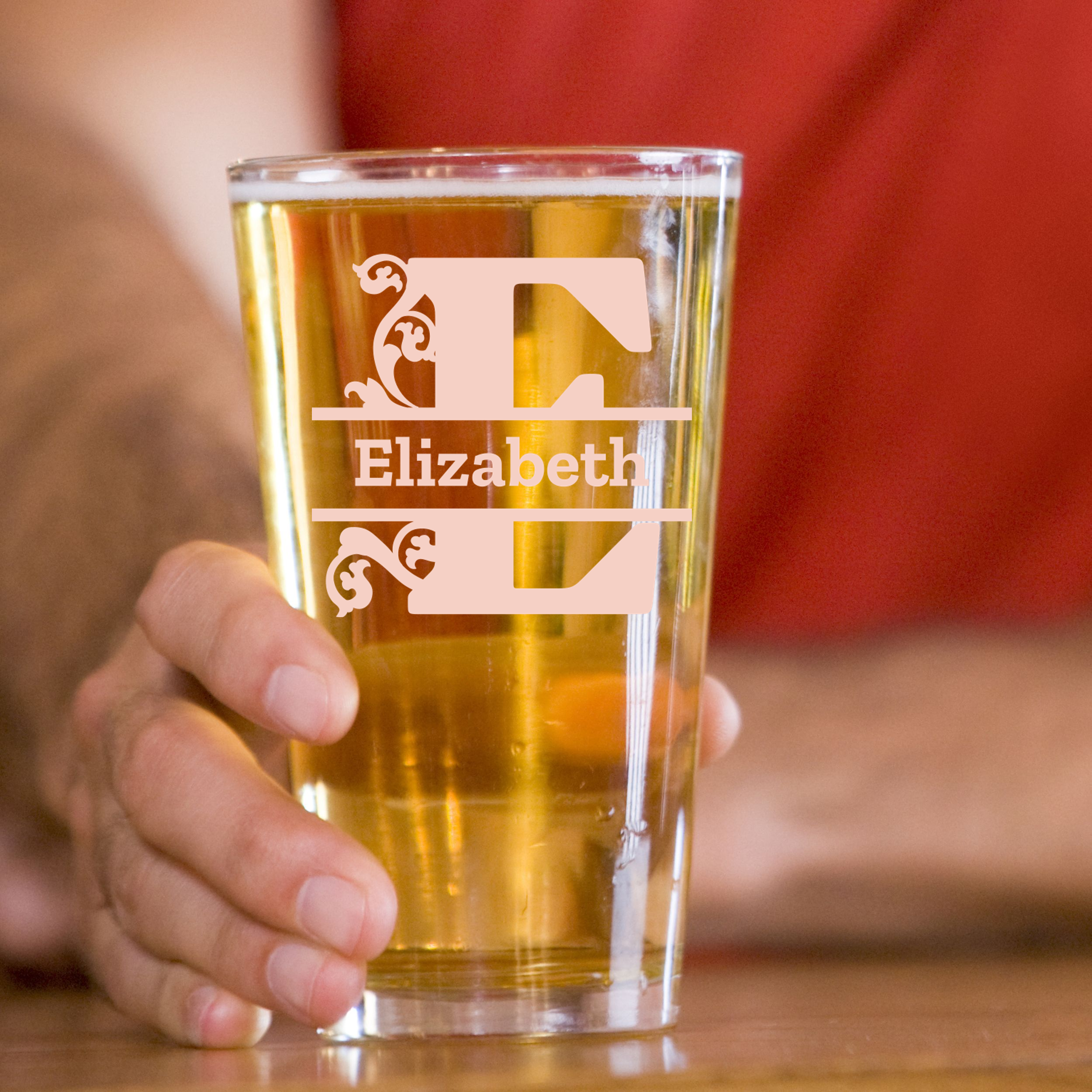 Personalized 1 Letter Monogram Pint Glass Custom Engraved 16 oz Tall Pint Glass