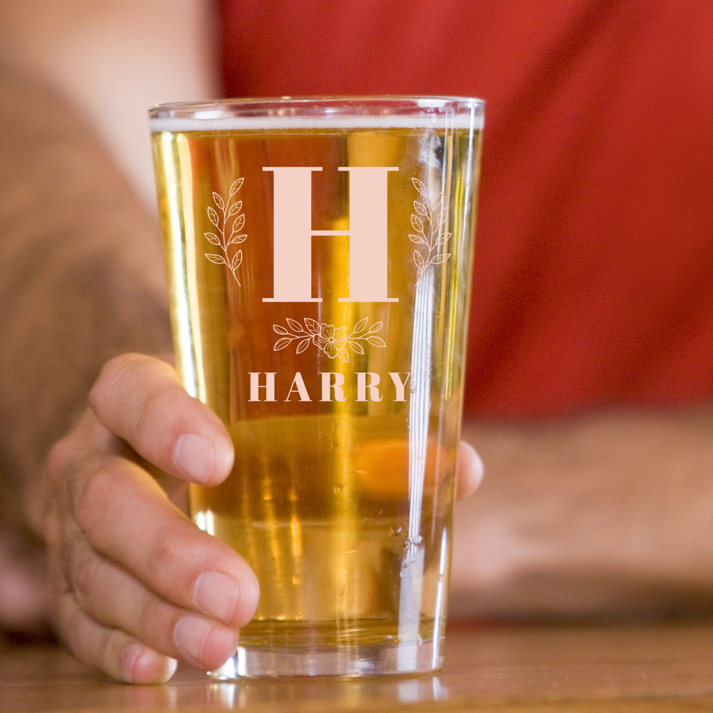 Personalized 1 Letter with Name Monogram Pint Glass Custom Engraved 16 oz Tall Pint Glass