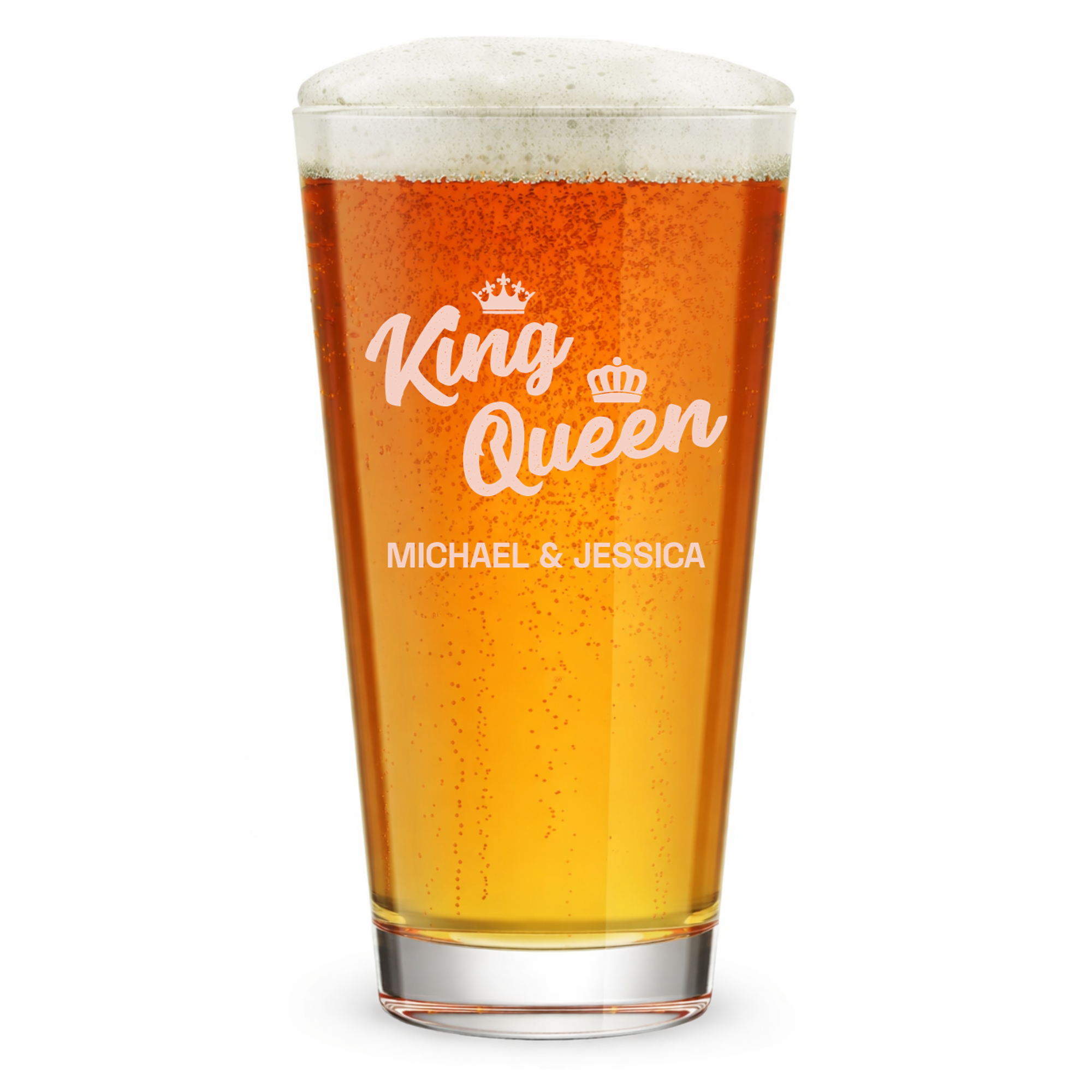Personalized Pint Glass with Family Name Custom Engraved 16 oz Tall Pint Glass