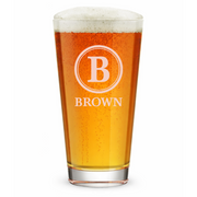 Personalized Pint Glass with Surname Custom Engraved 16 oz Tall Pint Glass
