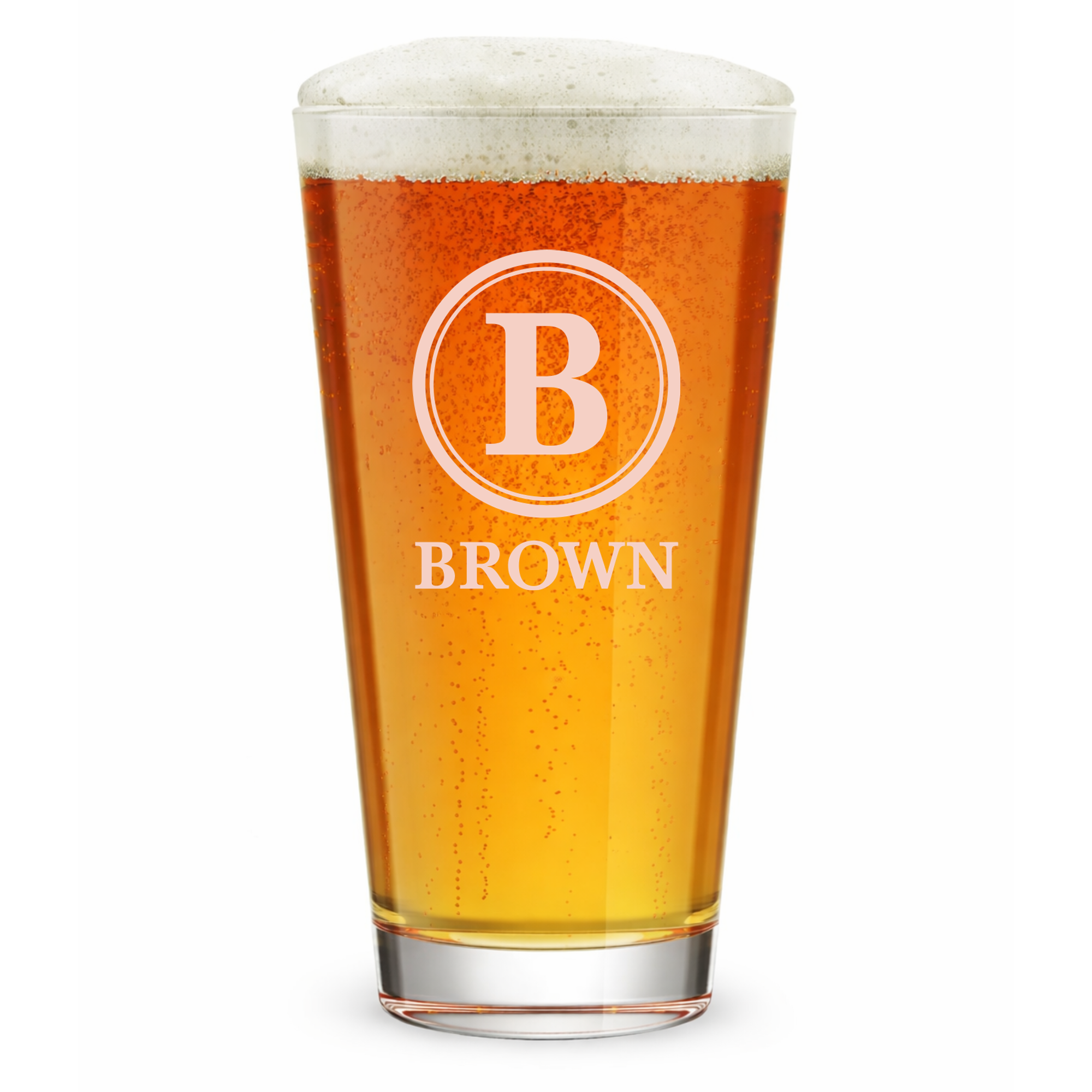 Personalized Pint Glass with Surname Custom Engraved 16 oz Tall Pint Glass