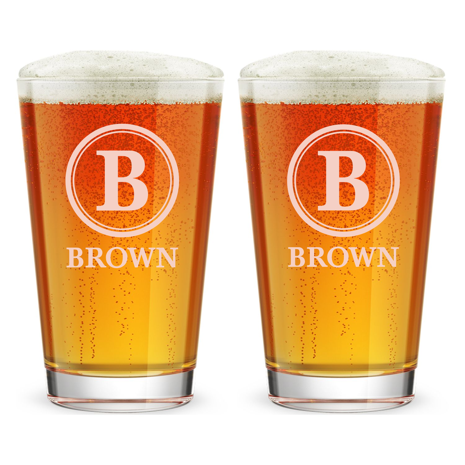 Personalized Pint Glass with Surname Custom Engraved 16 oz Tall Pint Glass