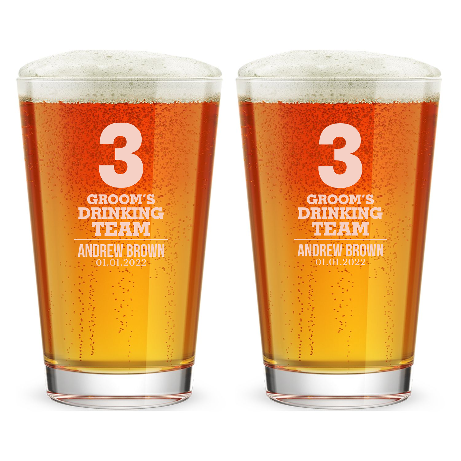 Personalized Pint Glass for Groomsmen Custom Engraved 16 oz Tall Pint Glass