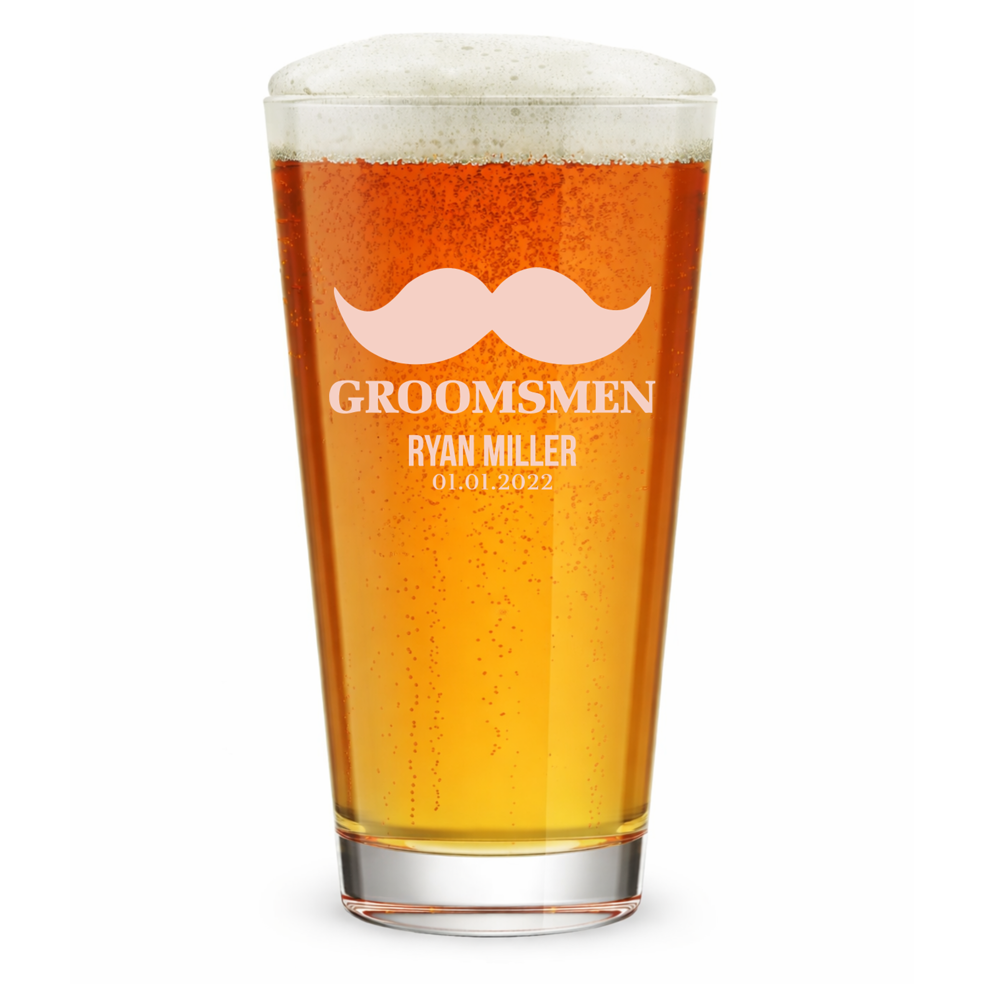 Personalized Pint Glass for Groomsmen Custom Engraved 16 oz Tall Pint Glass