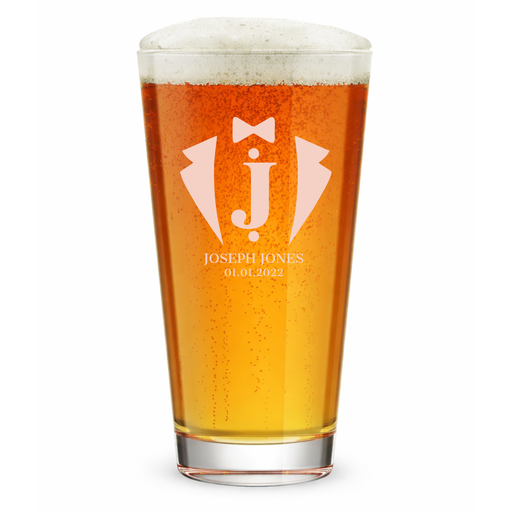Personalized Pint Glass for Groomsmen Custom Engraved 16 oz Tall Pint Glass