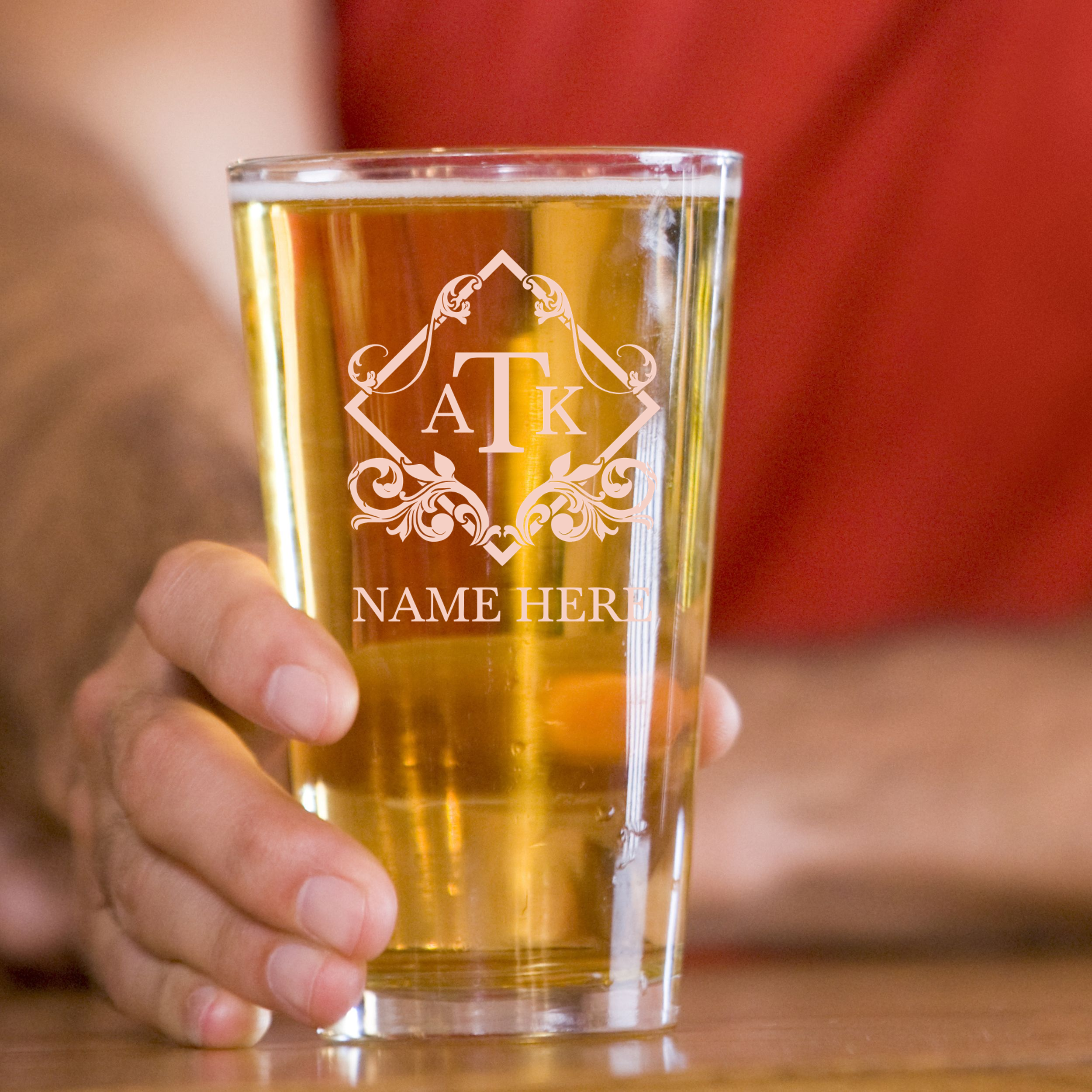 Personalized 3 Letter Monogram Pint Glass Custom Engraved 16 oz Tall Pint Glass