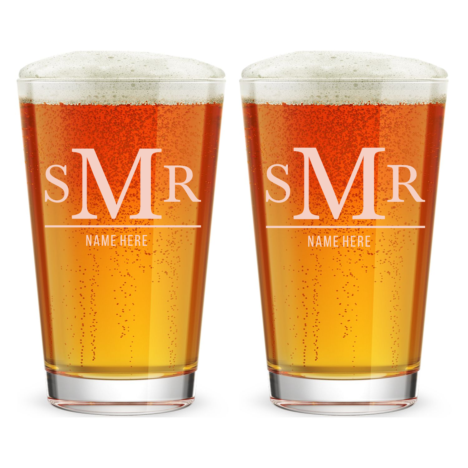 Personalized 3 Letter Monogram with Name Pint Glass Custom Engraved 16 oz Tall Pint Glass